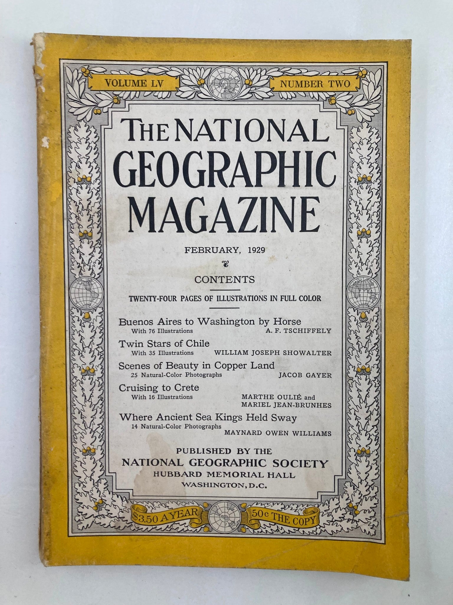 VTG The National Geographic Magazine February 1929 Twin Stars of Chile No Label