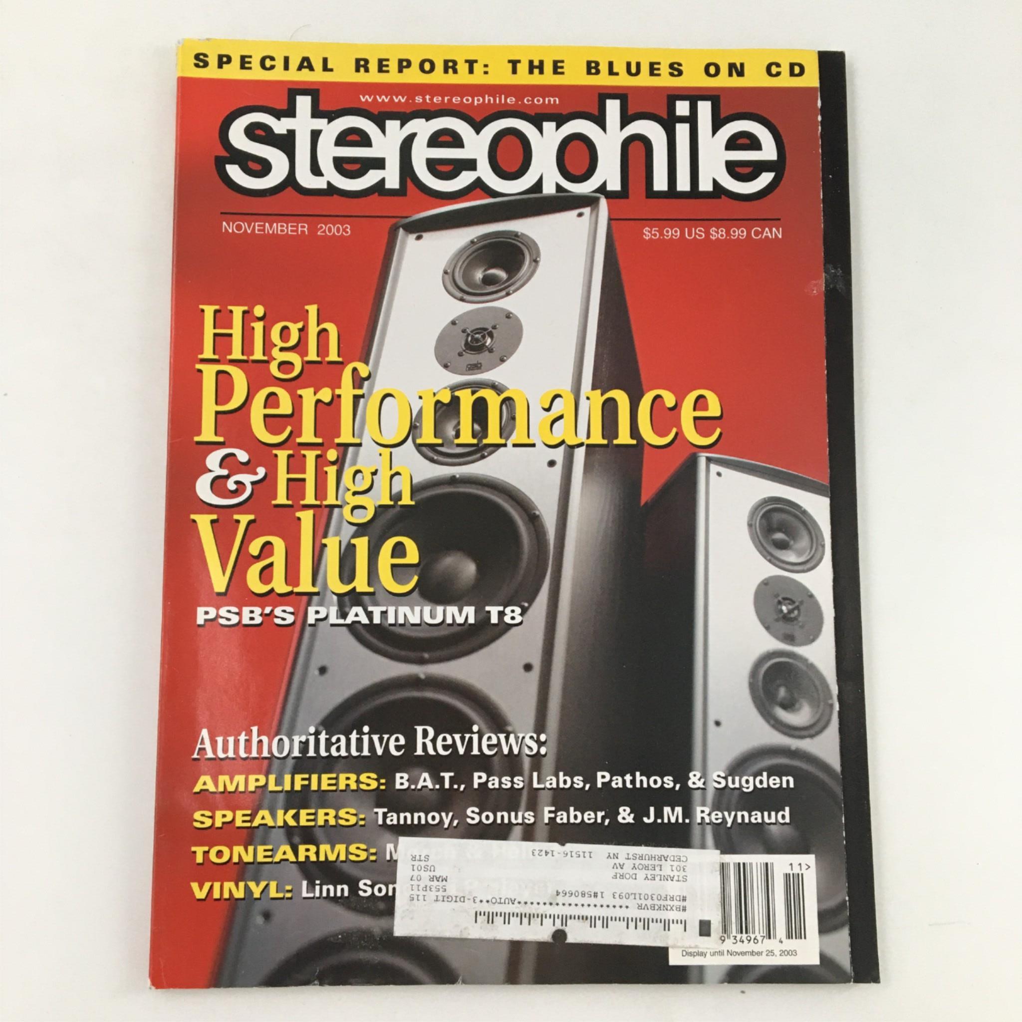 Stereophile Magazine November 2003 High Performance & High Value PSB Platinum T8