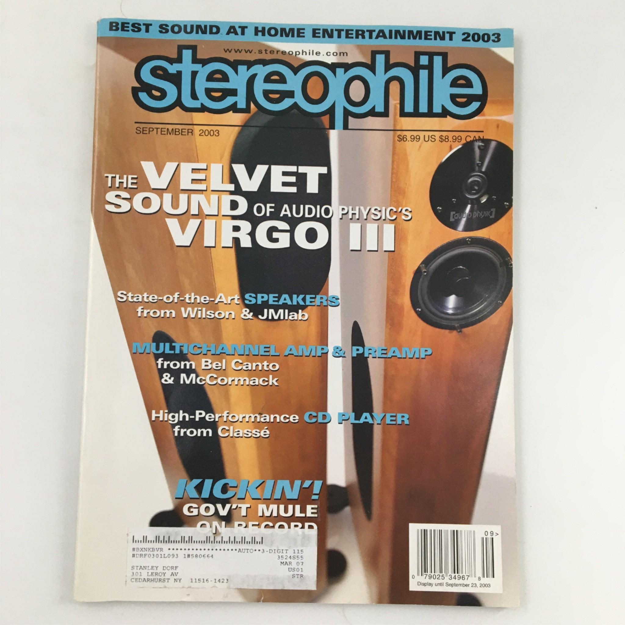 Stereophile Magazine September 2003 The Velvet Sound of Audio Physic's Virgo III