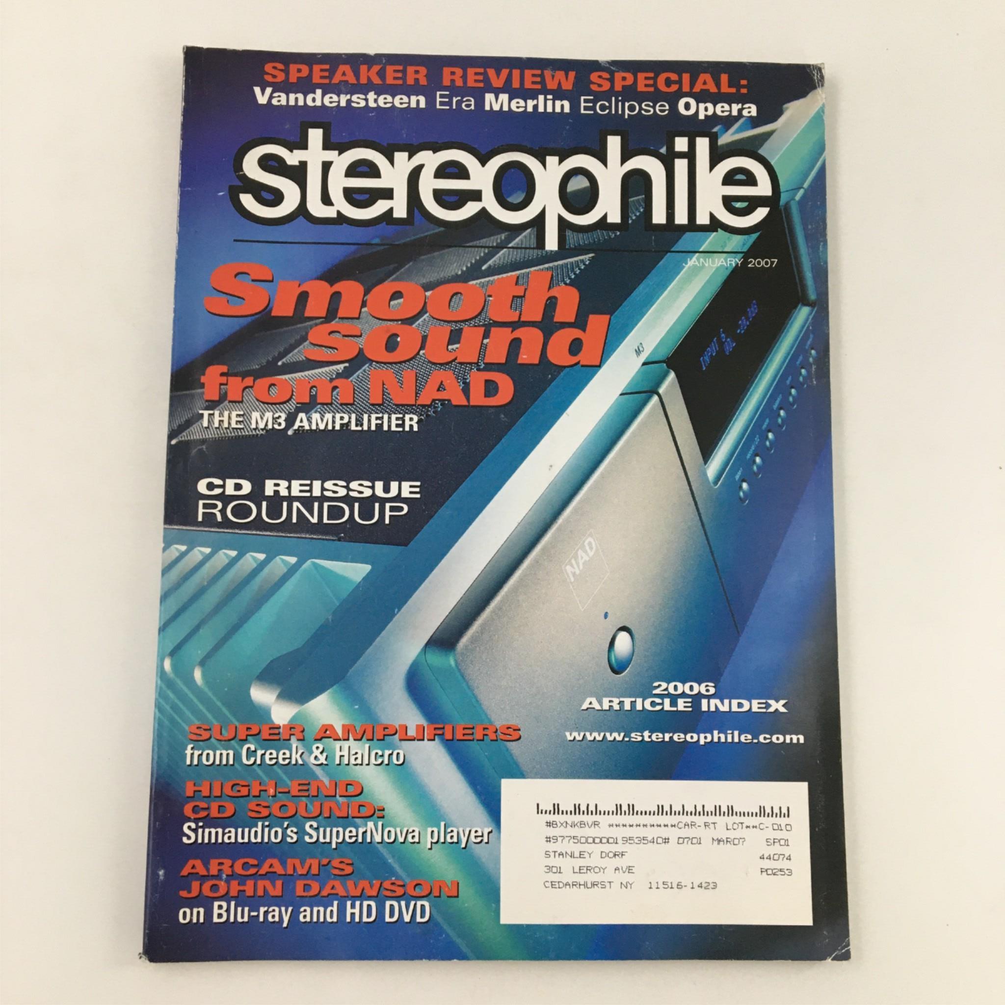 Stereophile Magazine January 2007 Speaker Review, NAD The M3 Amplifier