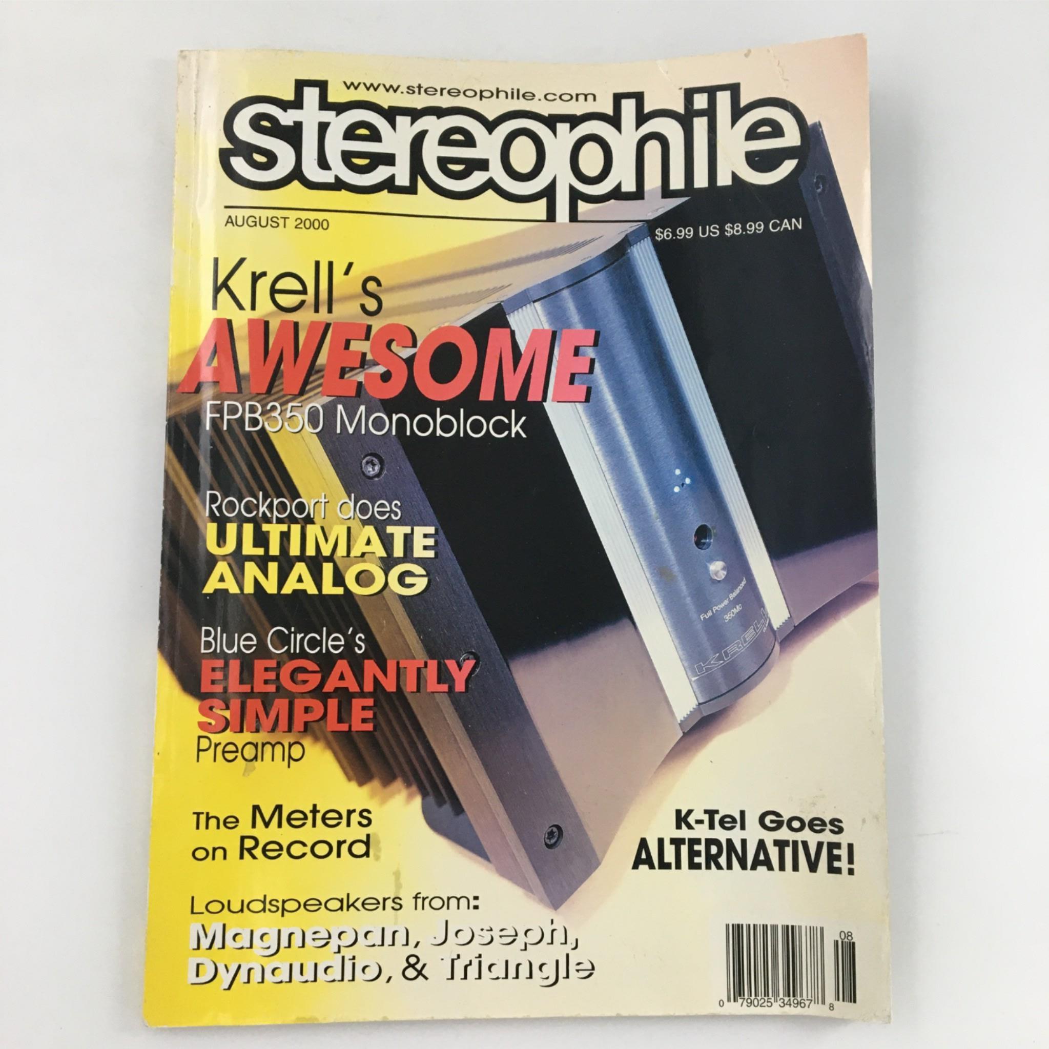 Stereophile Magazine August 2000 Krell FPB350 Monoblock Newsstand