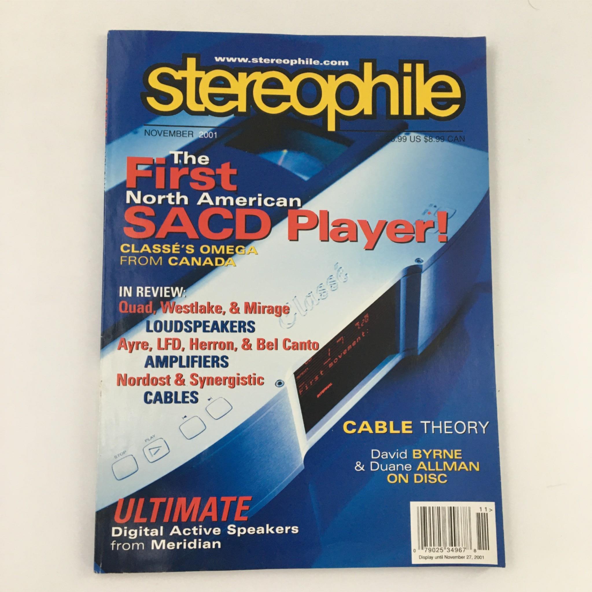 Stereophile Magazine November 2001 Classe Omega SACD Player Newsstand