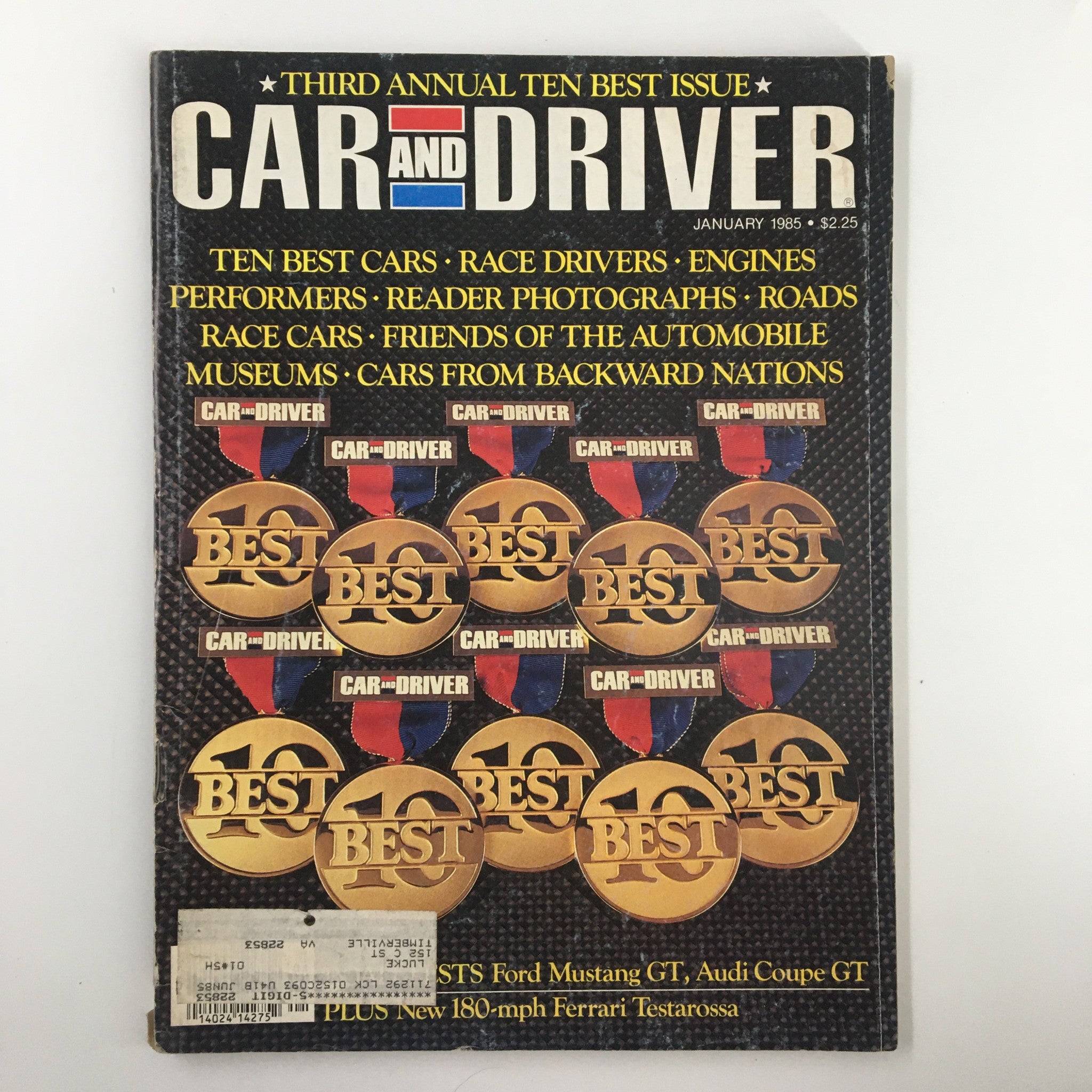 VTG Car and Driver Magazine January 1985 Ten Best Friends of the Automobile