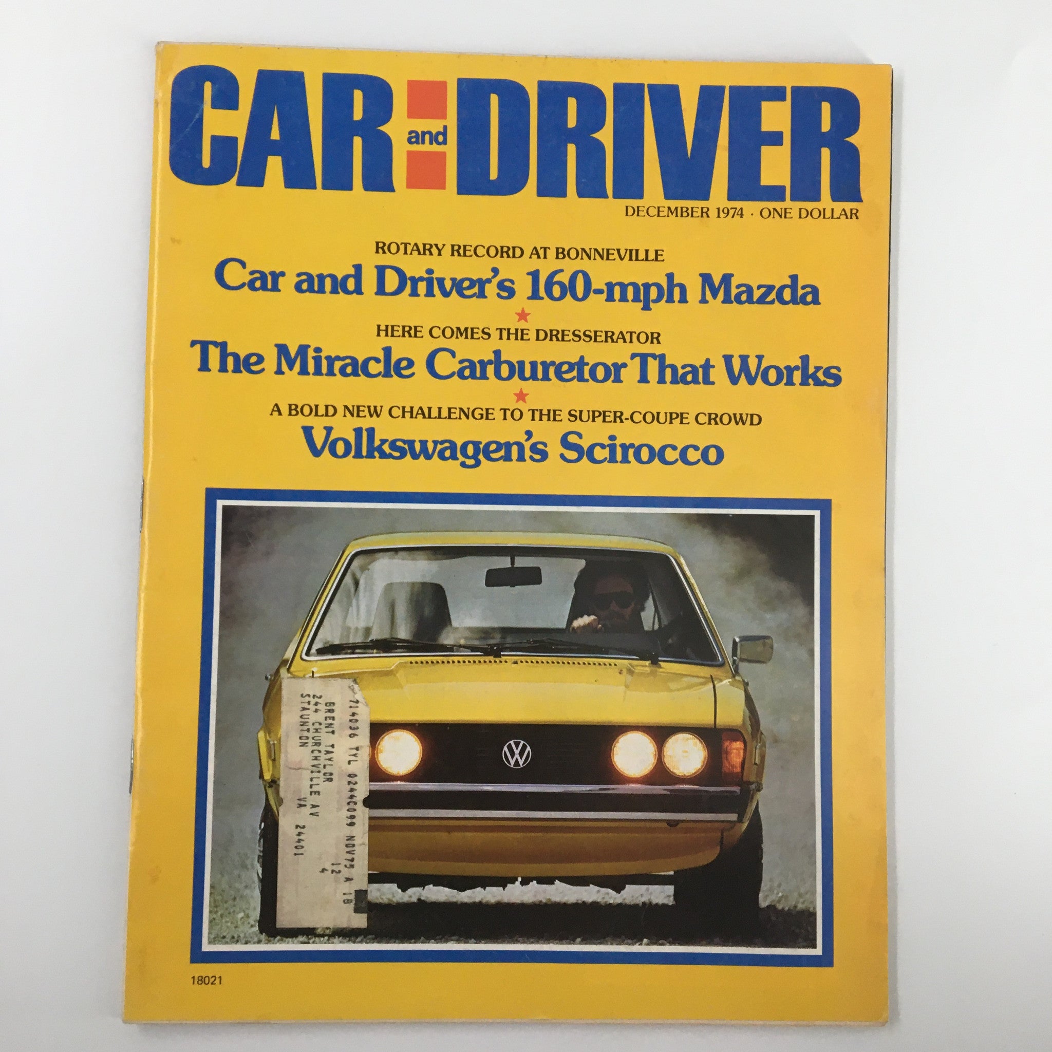 VTG Car and Driver Magazine December 1974 Super-Coupe Crowd Volkswagen Scirocco