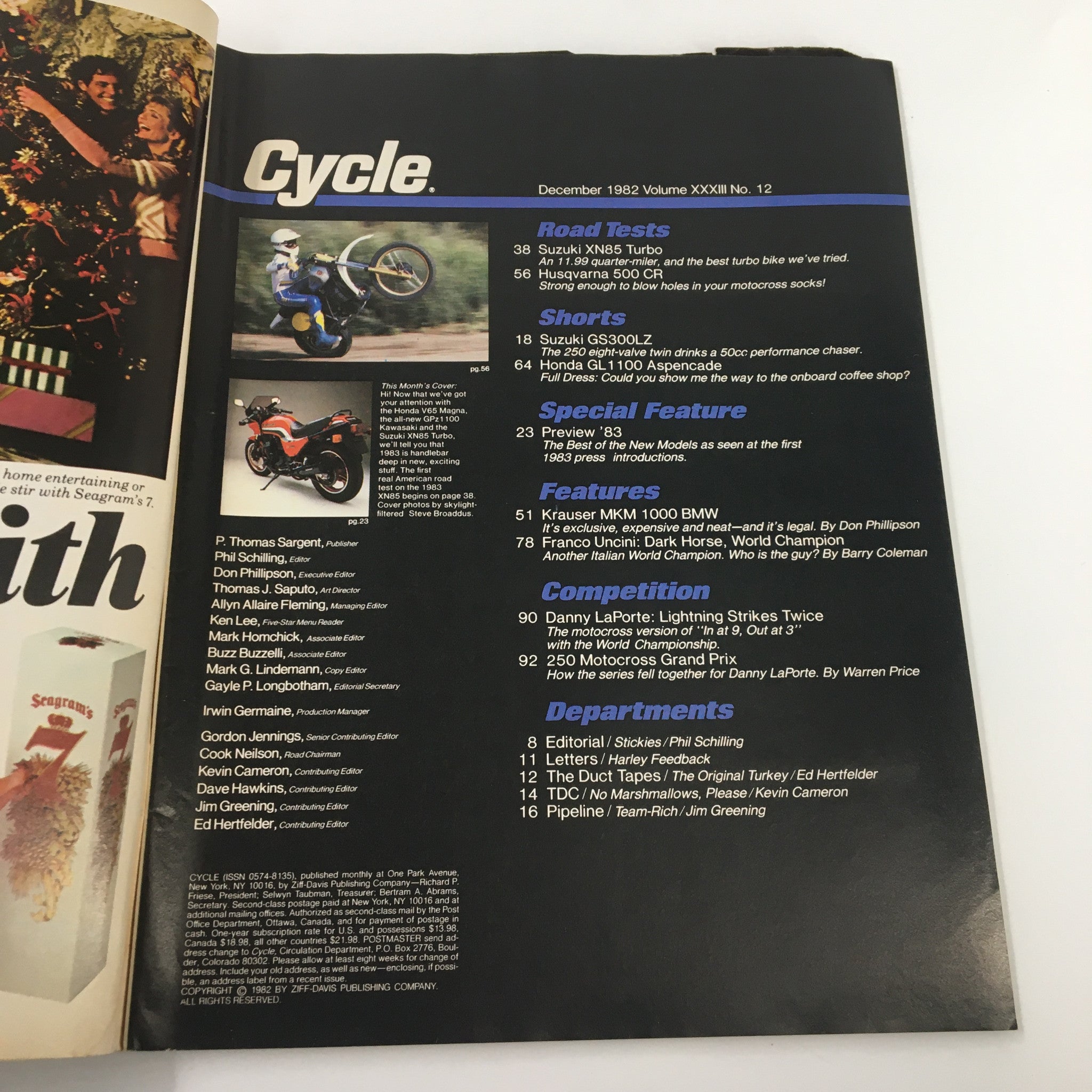 VTG Cycle Magazine December 1982 The Suzuki XN85 Turbo First U.S. Test