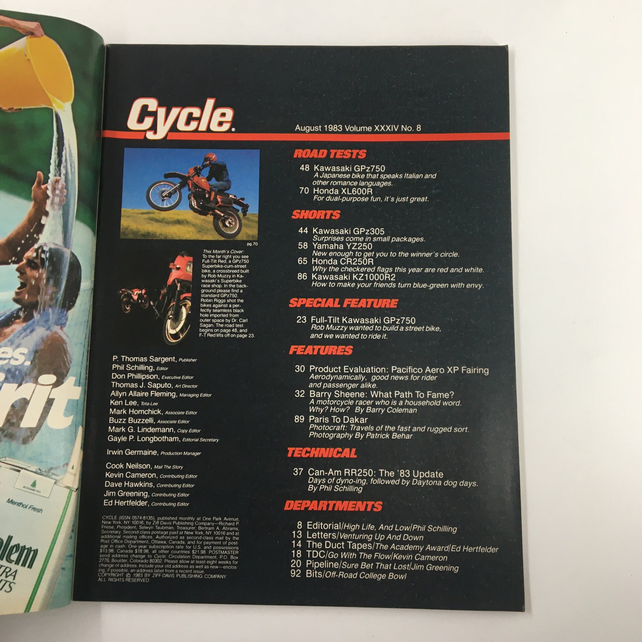 VTG Cycle Magazine August 1983 GPz Repli-Racer & Kawasaki Uni-Trak ZXV750