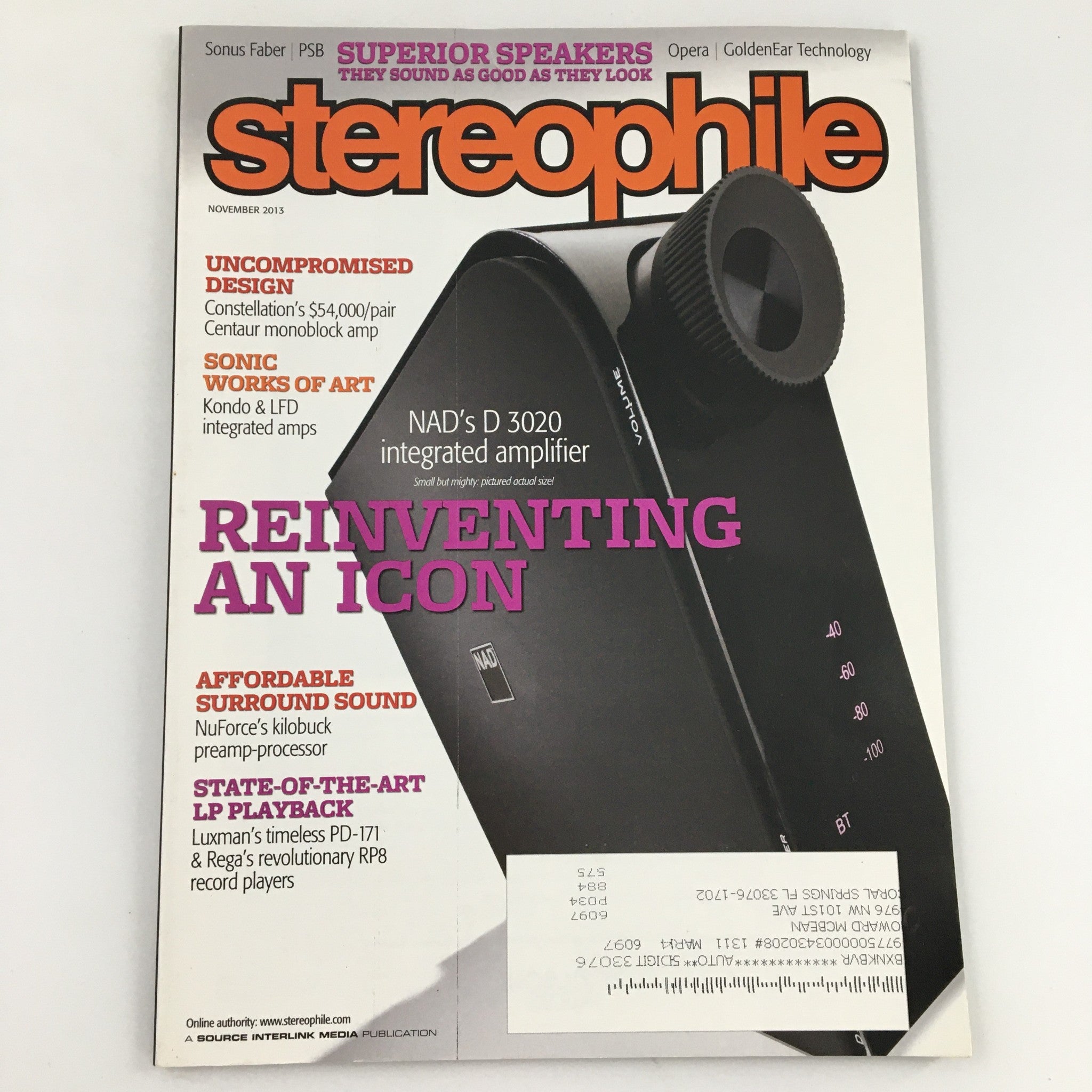 Stereophile Magazine November 2013 NAD's D 3020 Integrated Amplifier