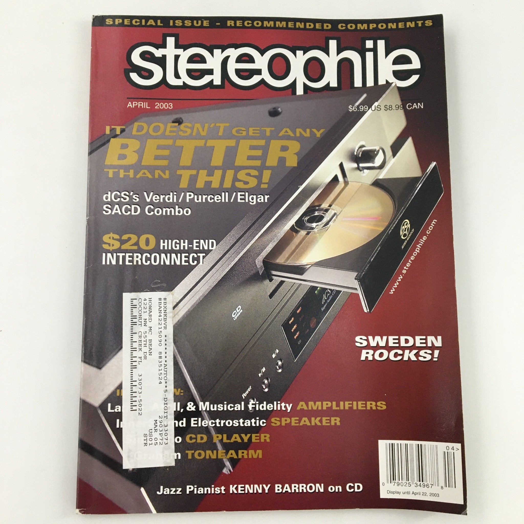 Stereophile Magazine April 2003 Jazz Pianist Kenny Baron on CD Feature