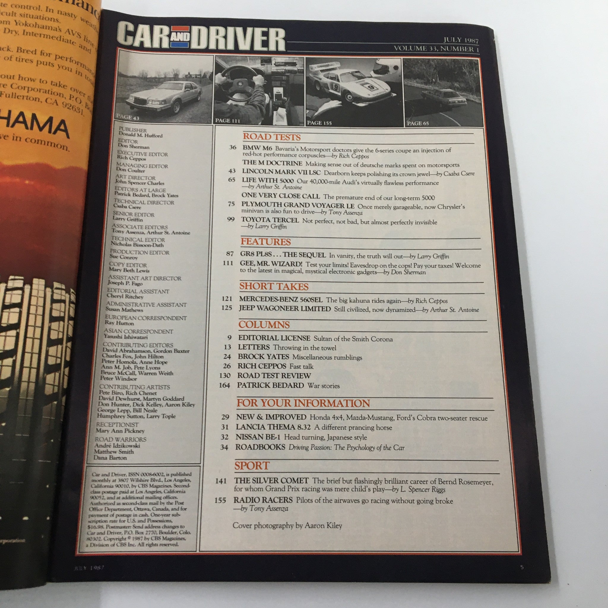 Car and Driver Magazine July 1987 Maximized Minivan Plymouth Grand Voyager V-6