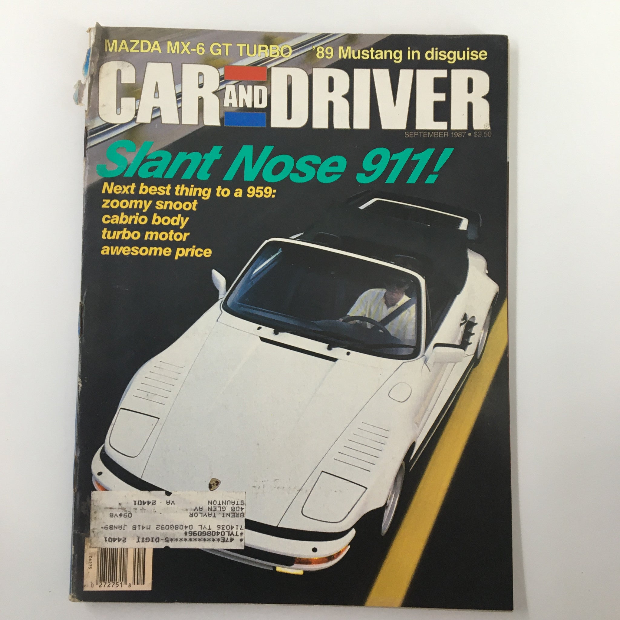 VTG Car and Driver Magazine September 1987 Mazda MX-6 GT Turbo & The '89 Mustang