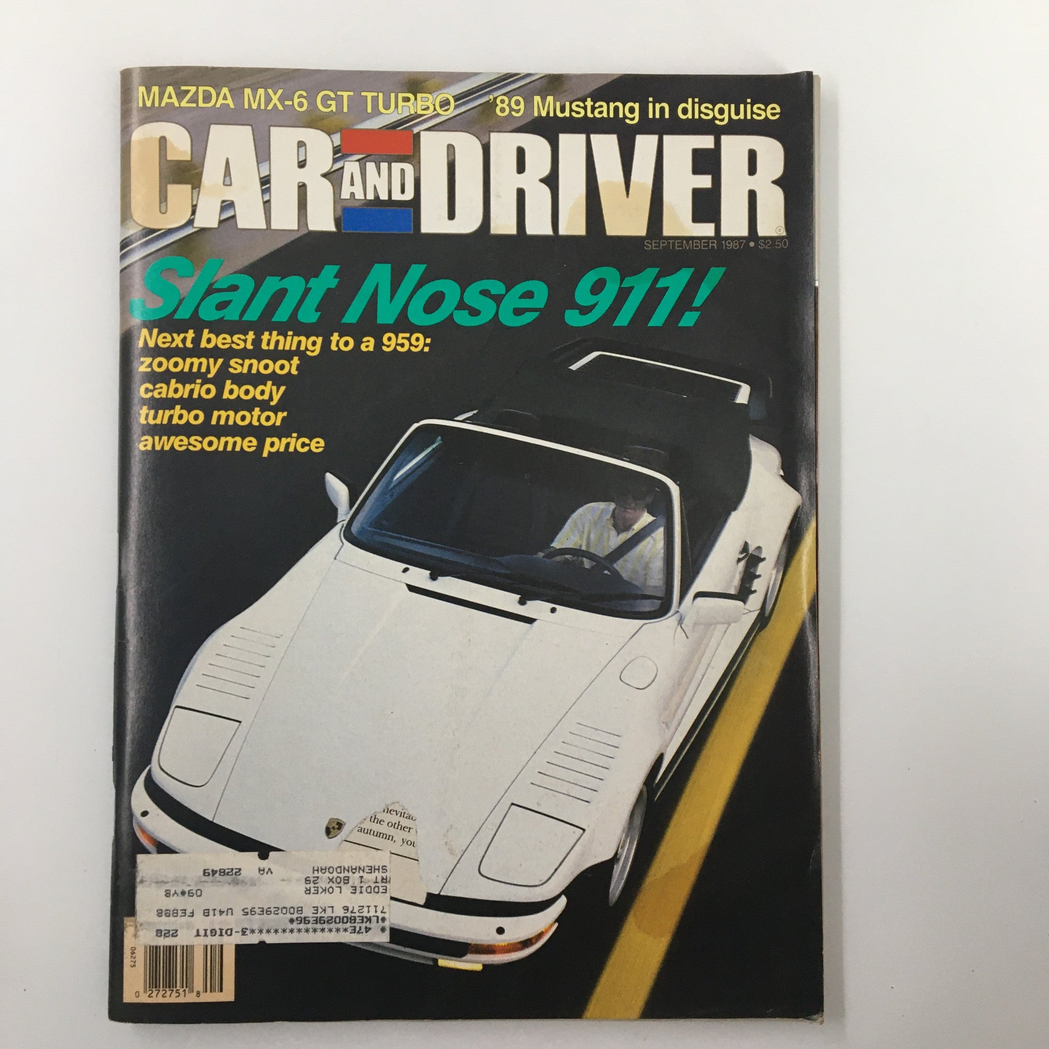 VTG Car and Driver Magazine September 1987 Slant Nose 911 & Mazda MX-6 GT Turbo