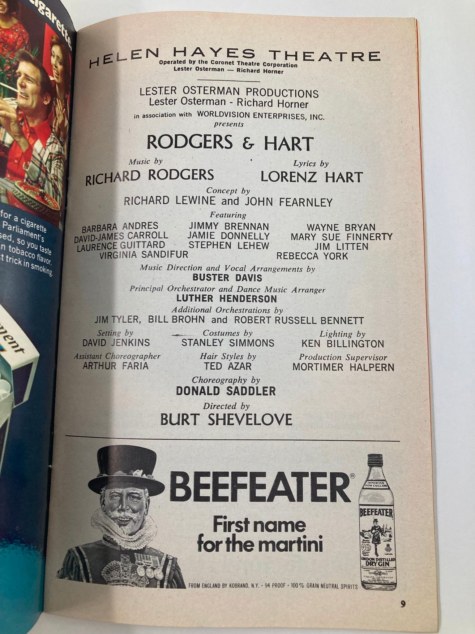 1975 Playbill Helen Hayes Theatre Barbara Andres & Jim Litten in Rodgers & Hart