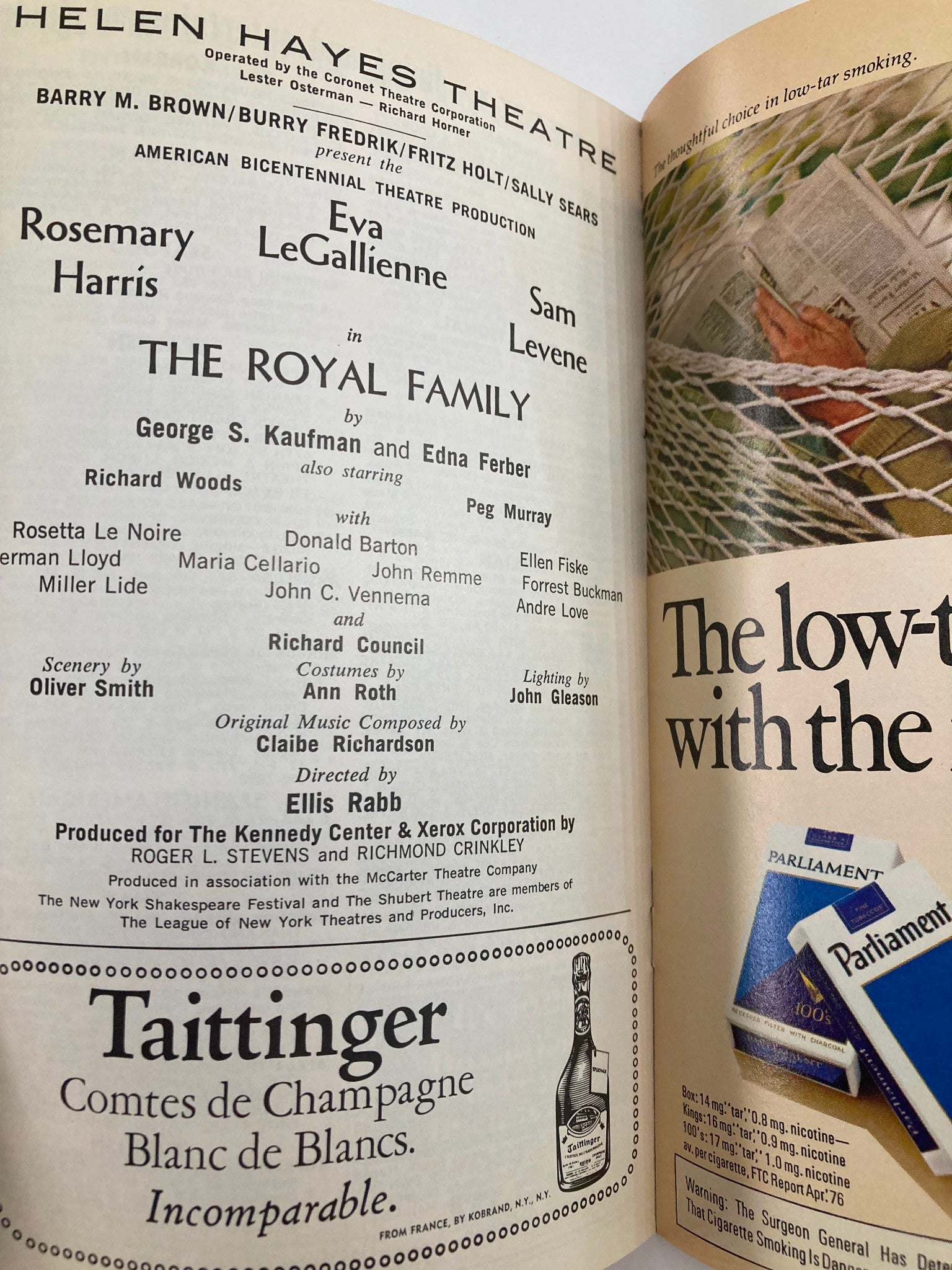 1976 Playbill Helen Hayes Theatre Rosemary Harris in The Royal Family