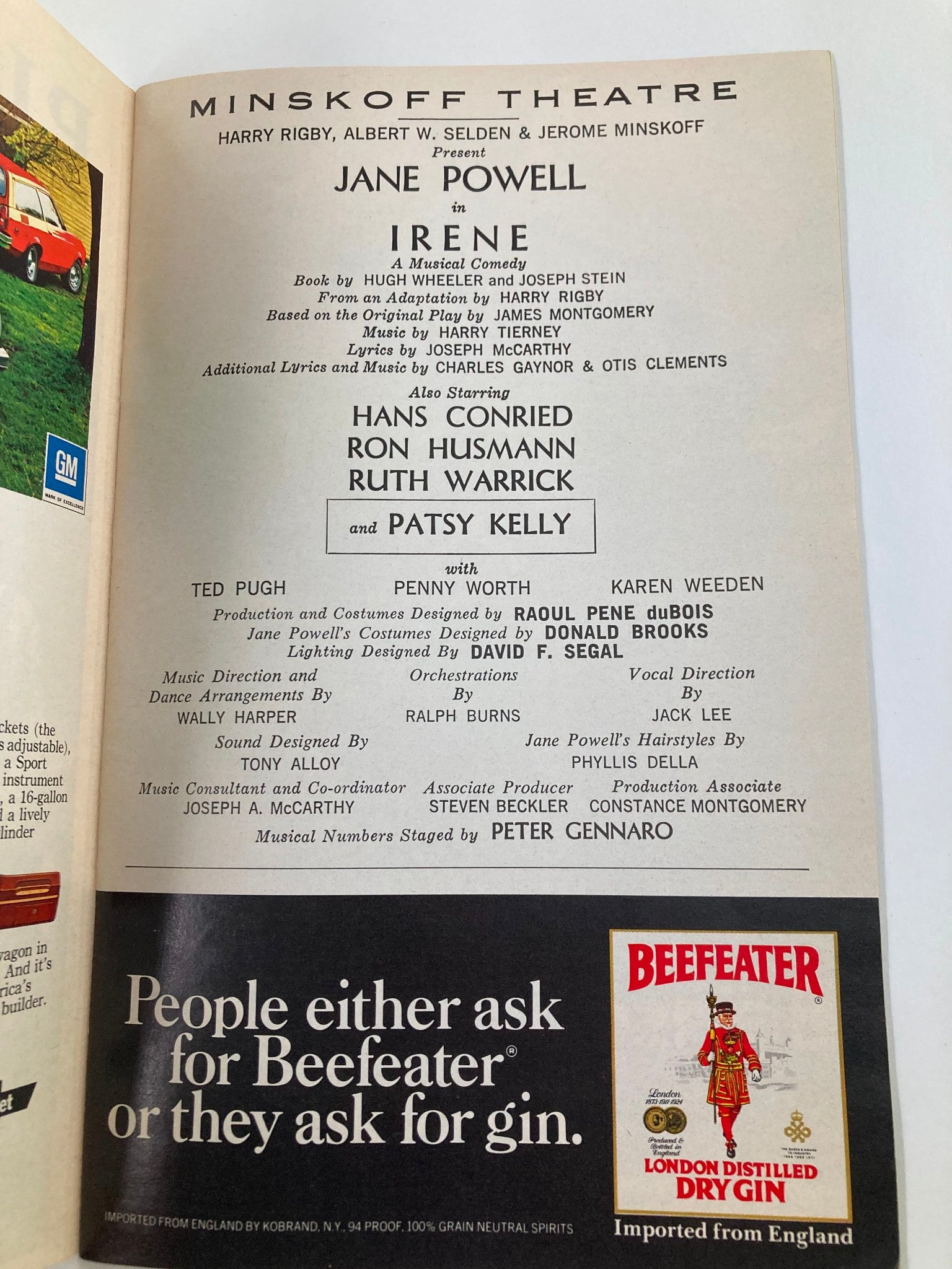 1974 Playbill Minskoff Theatre Jane Powell, Patsy Kelly in Irene