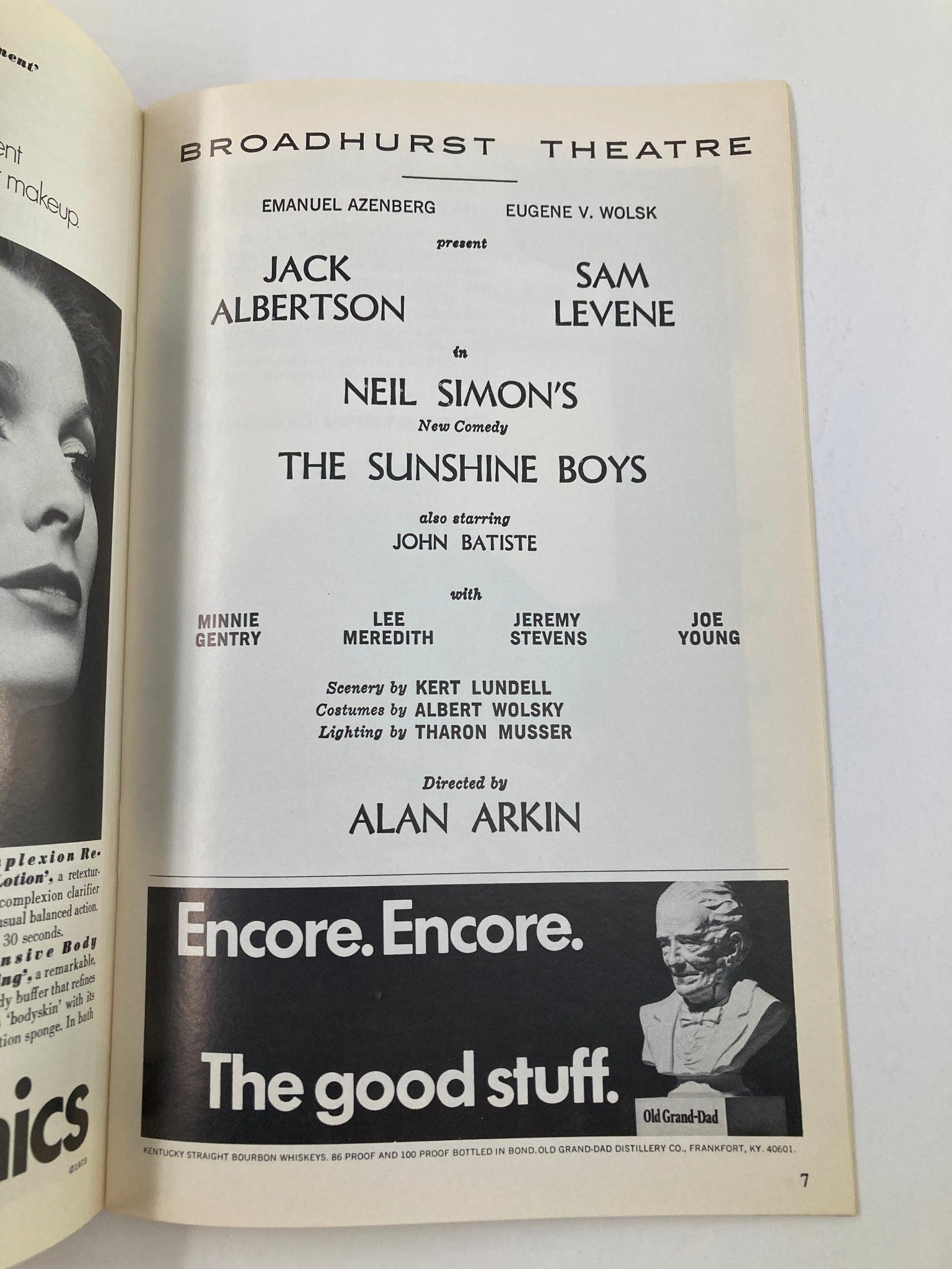 1973 Playbill Broadhurst Theatre Jack Albertson in The Sunshine Boys