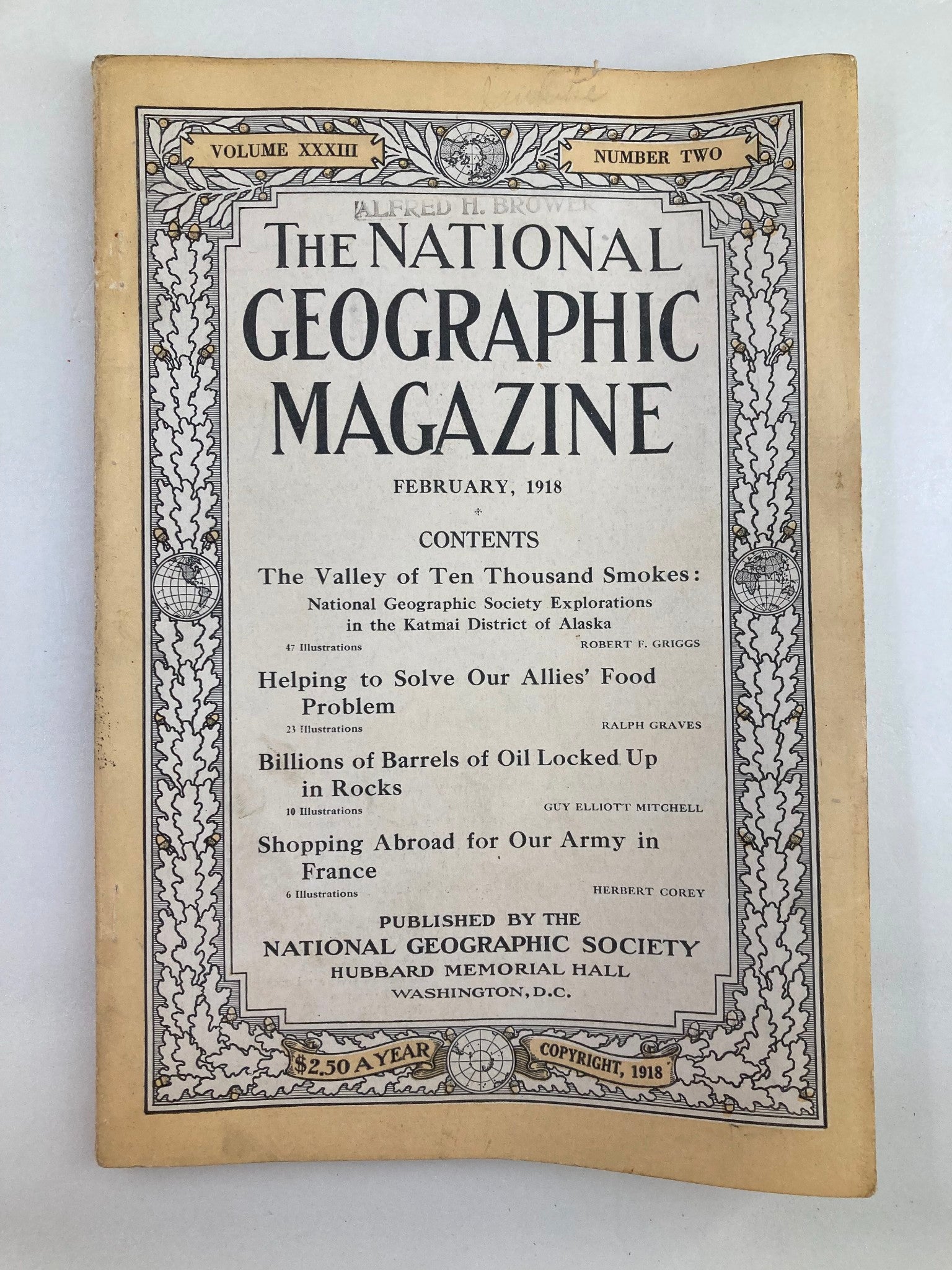 VTG The National Geographic Magazine February 1918 Valley of Smokes No Label