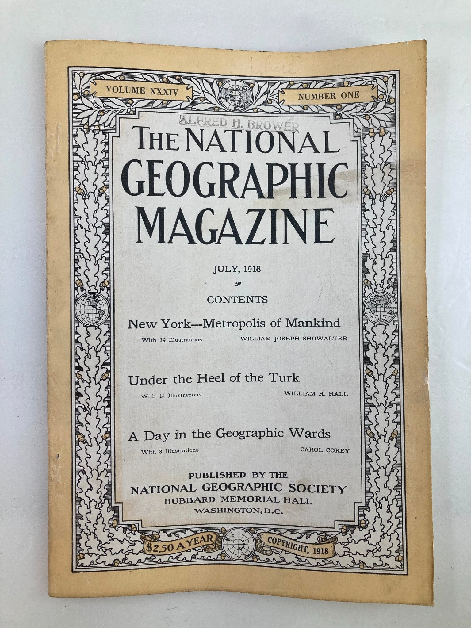 VTG The National Geographic Magazine July 1918 New York Metropolis No Label