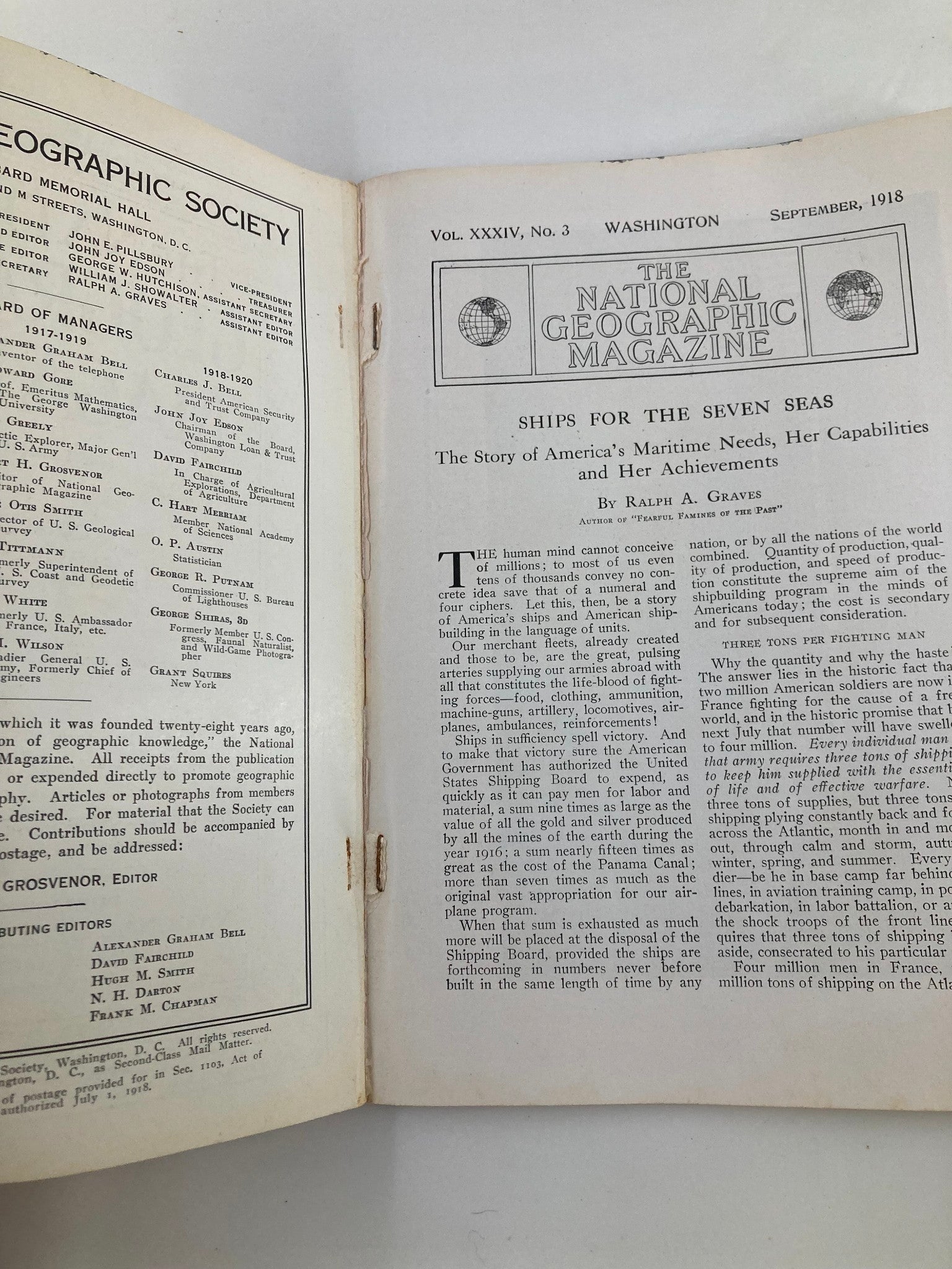 VTG The National Geographic Magazine September 1918 Industrial Victory No Label