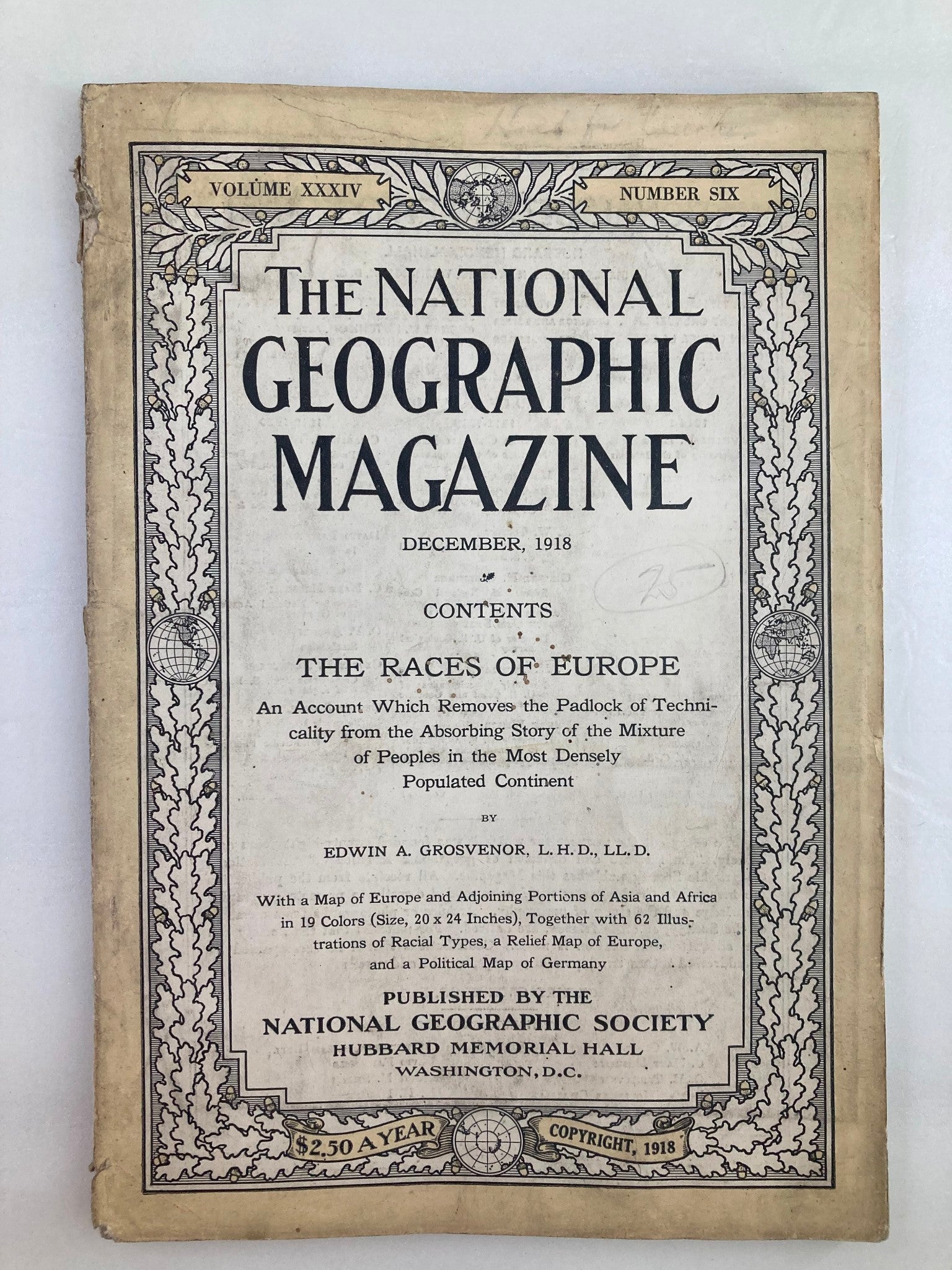 VTG The National Geographic Magazine December 1918 The Races of Europe No Label