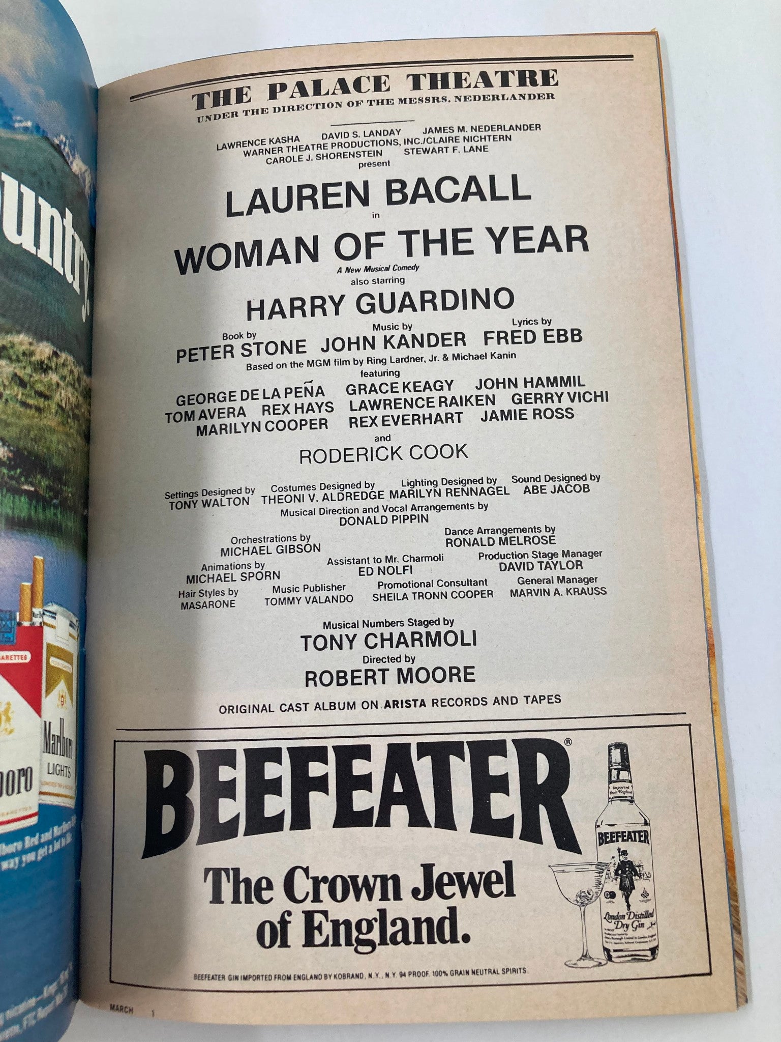 1982 Playbill The Palace Theatre Lauren Bacall in Woman of the Year