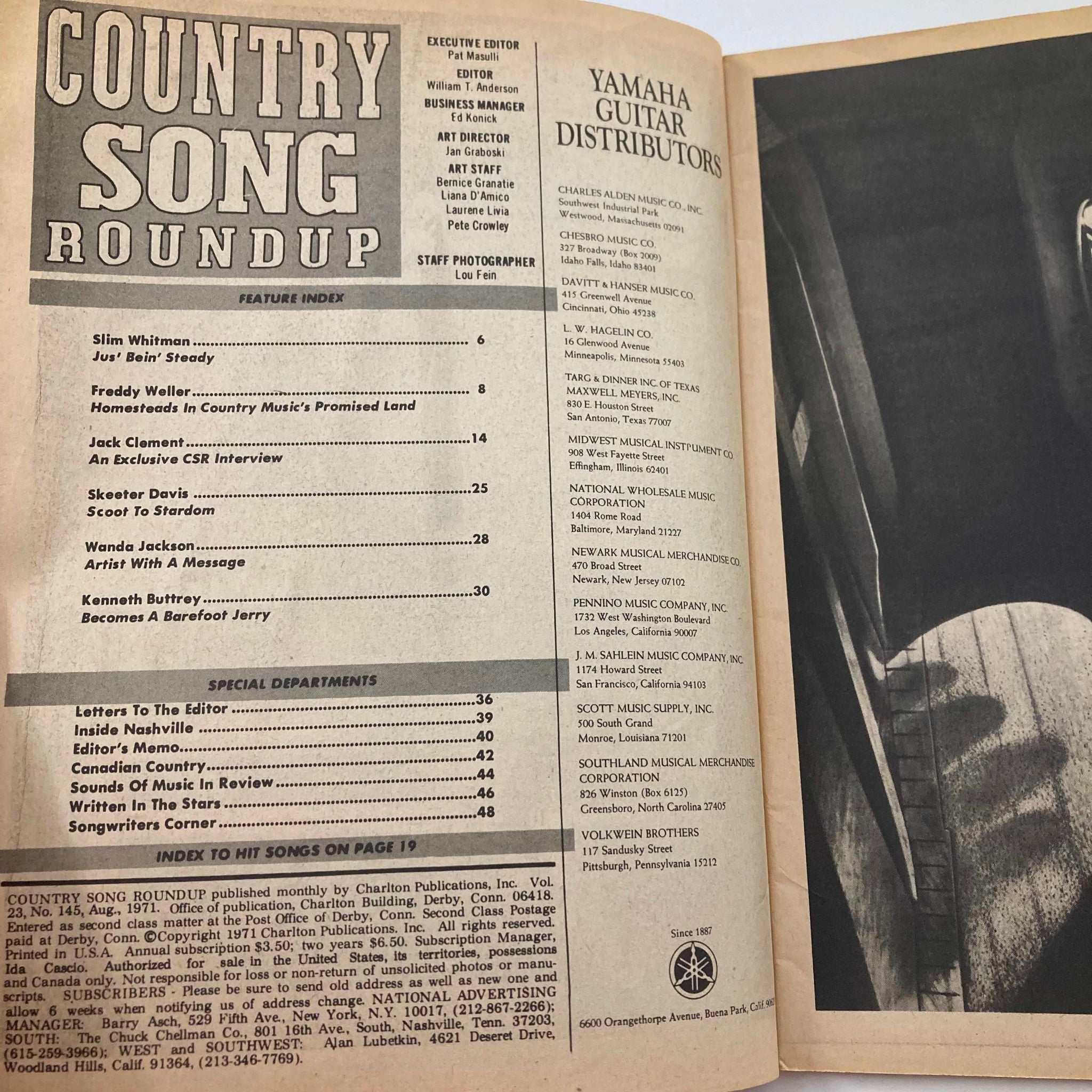 VTG Country Song Roundup Magazine August 1971 Skeeter Davis & Freddy Weller