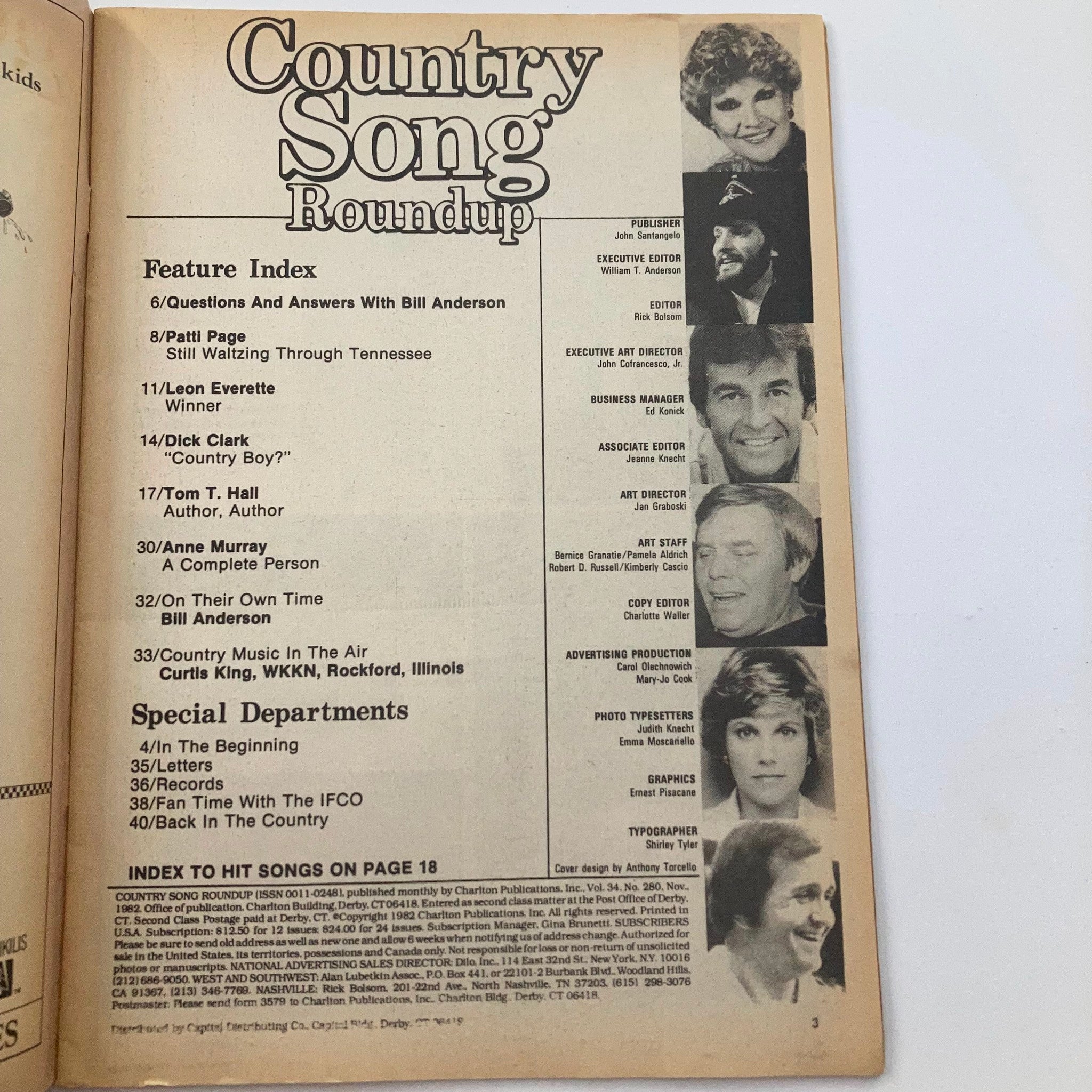 VTG Country Song Roundup Magazine November 1982 Tom T. Hall Author, Author