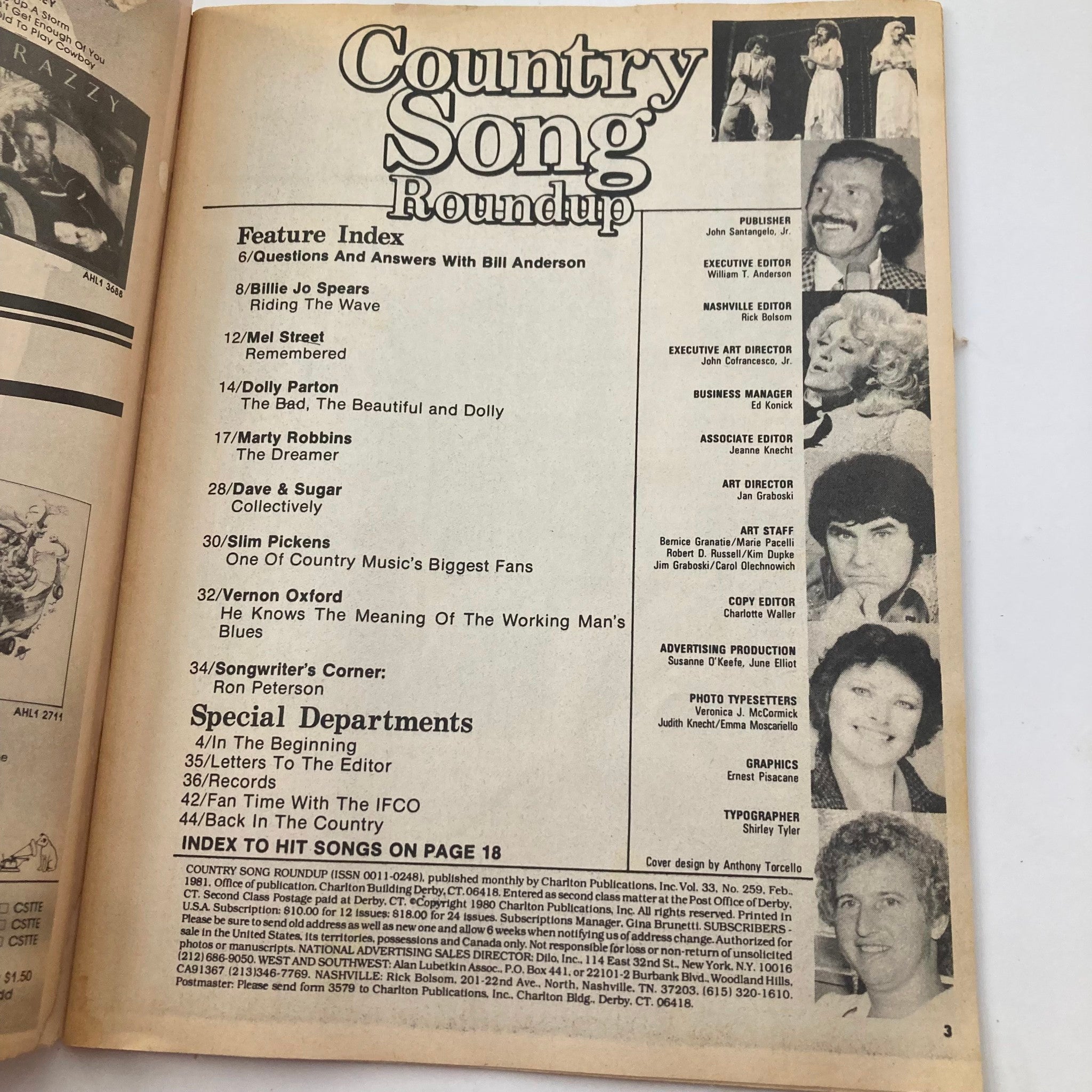 VTG Country Song Roundup Magazine February 1981 The Bad, Beautiful Dolly Parton