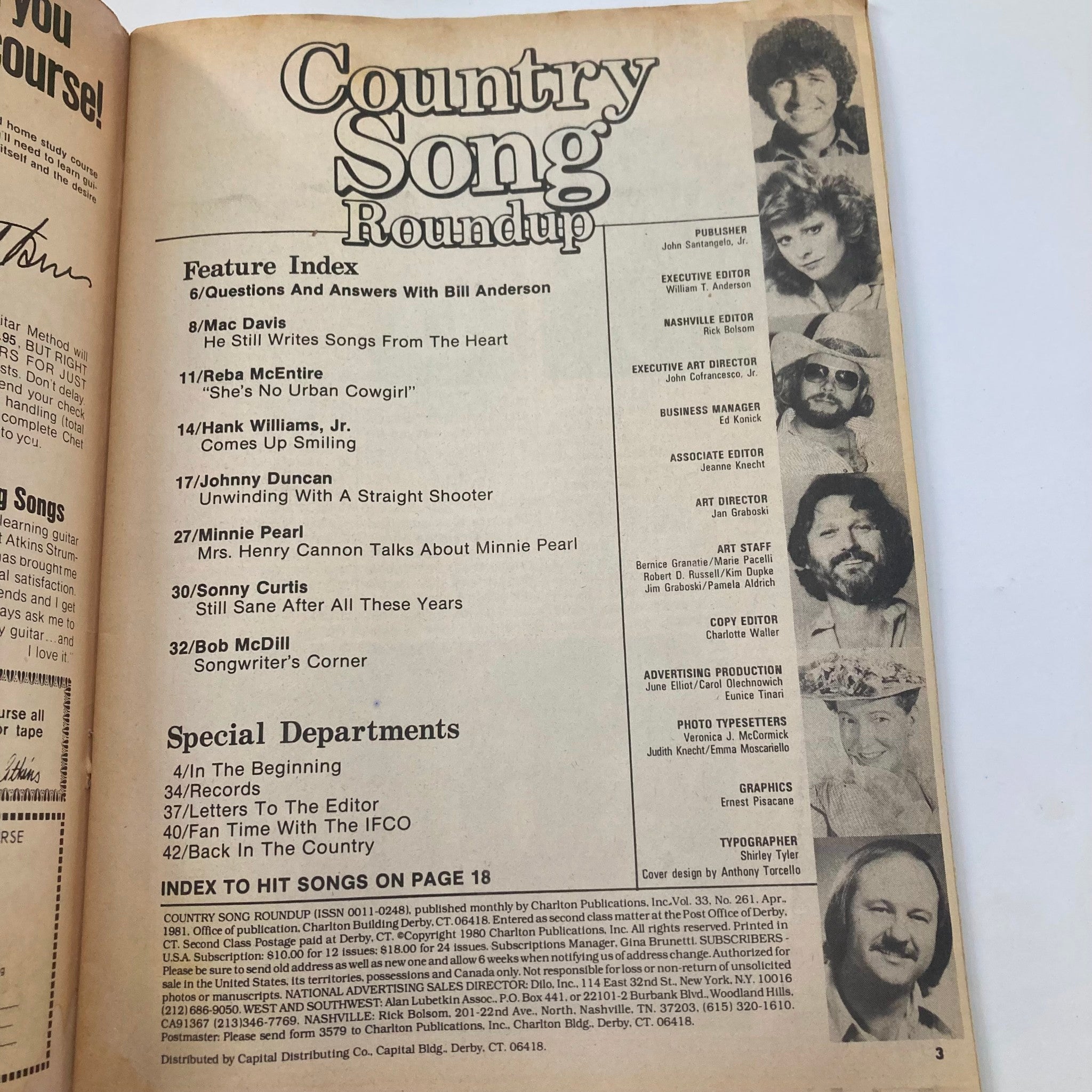 VTG Country Song Roundup Magazine April 1981 Hank Williams Jr. Comes Up Smiling