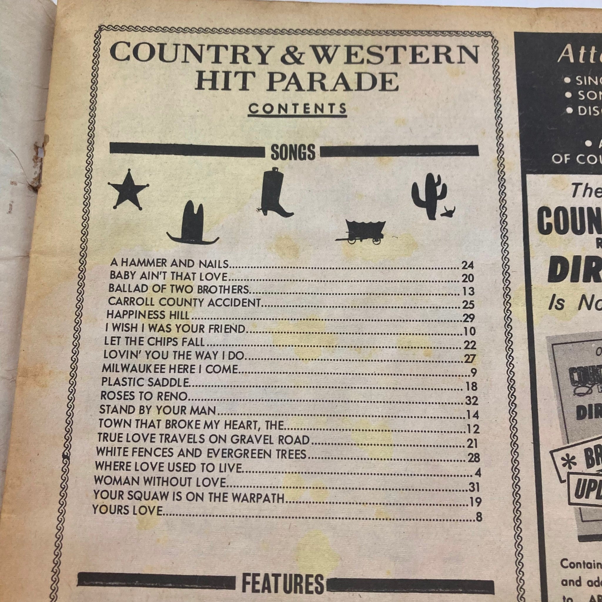 Country & Western Hit Parade Magazine May 1969 Words and Music No Label