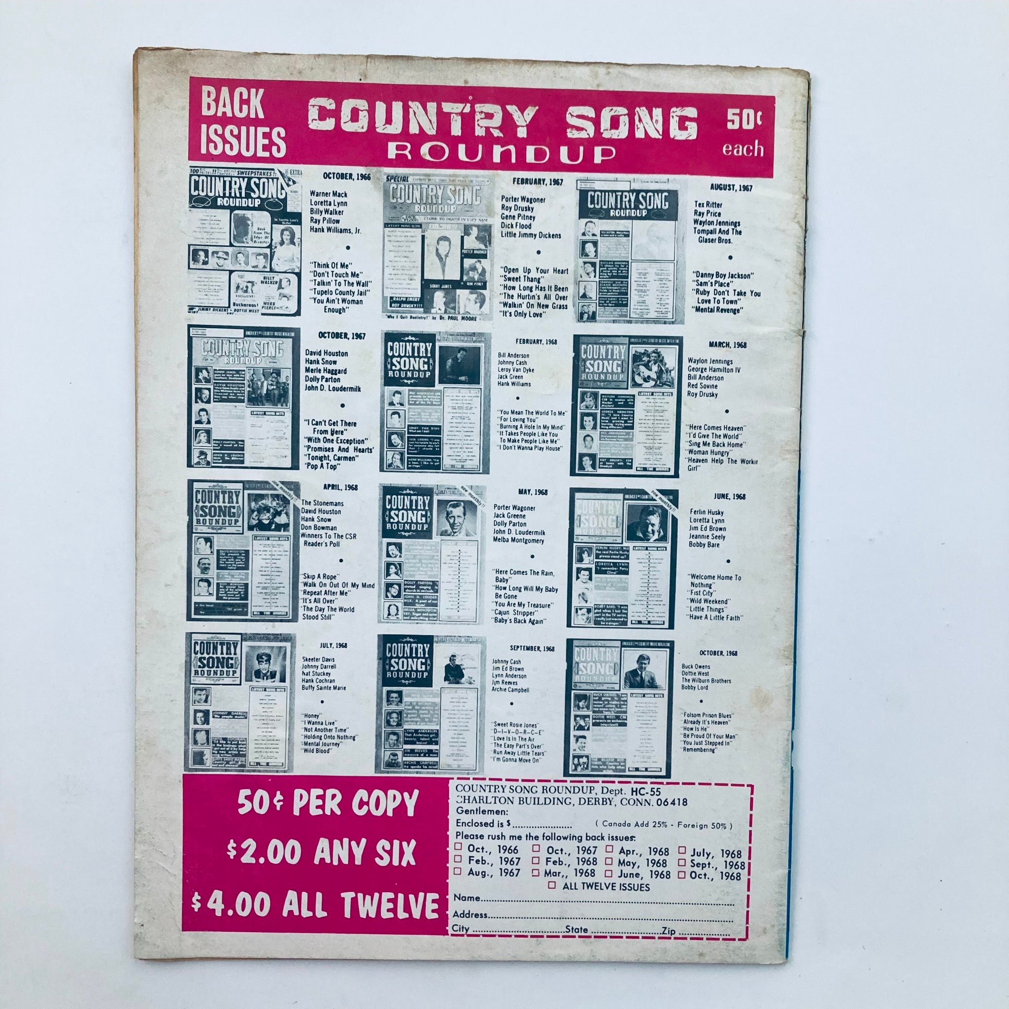 Country & Western Hit Parade Magazine May 1969 Words and Music No Label