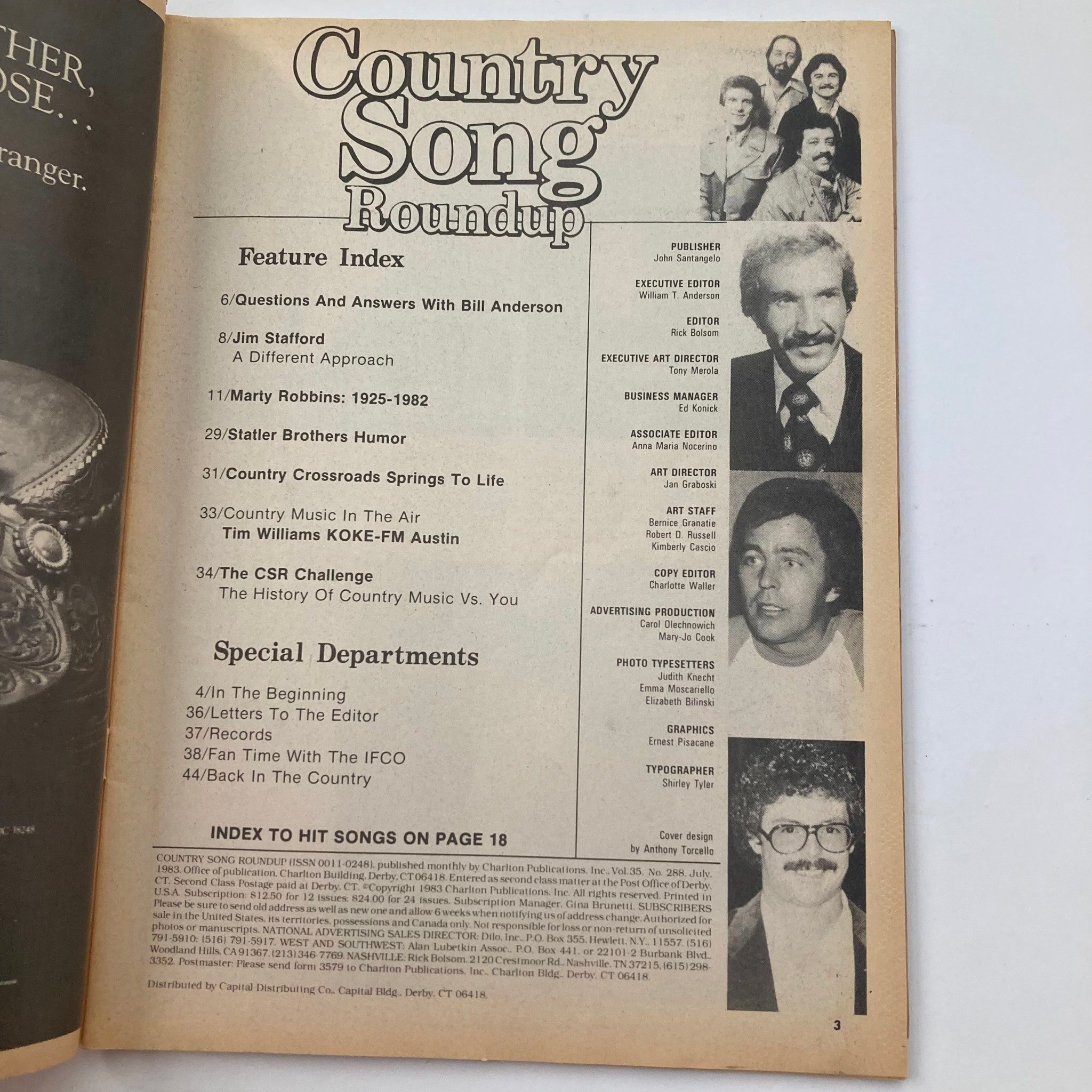 VTG Country Song Roundup Magazine July 1983 Marty Robins 1925 - 1982