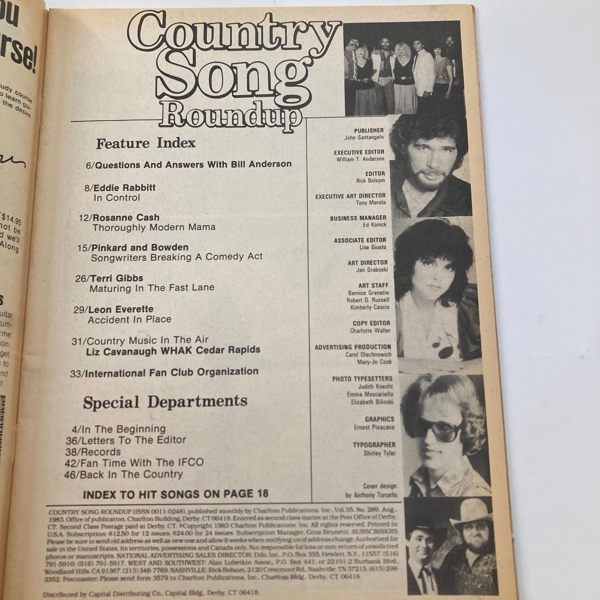 VTG Country Song Roundup Magazine August 1983 Roseanne Cash & Eddie Rabbit