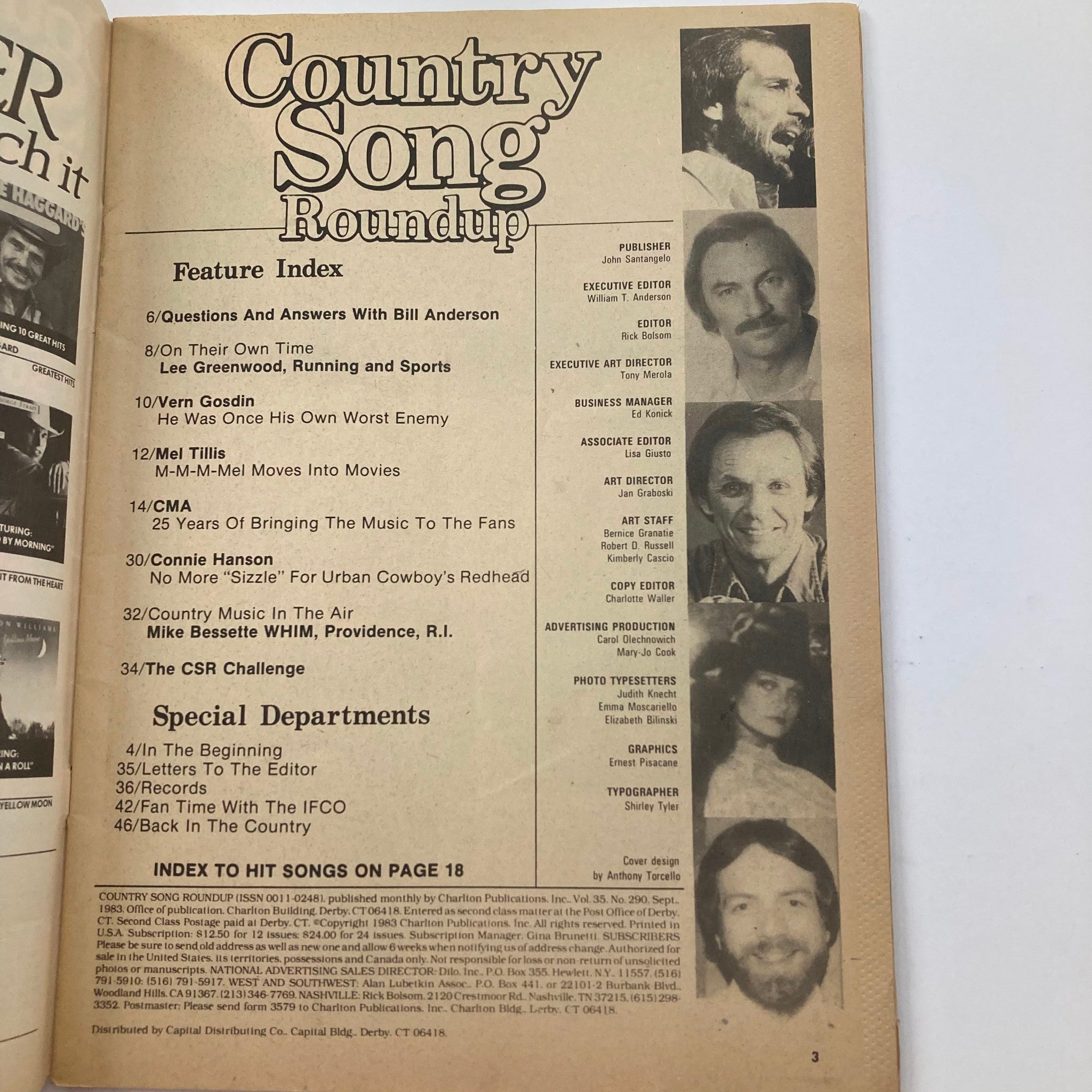 VTG Country Song Roundup Magazine September 1983 Lee Greenwood Running & Sports