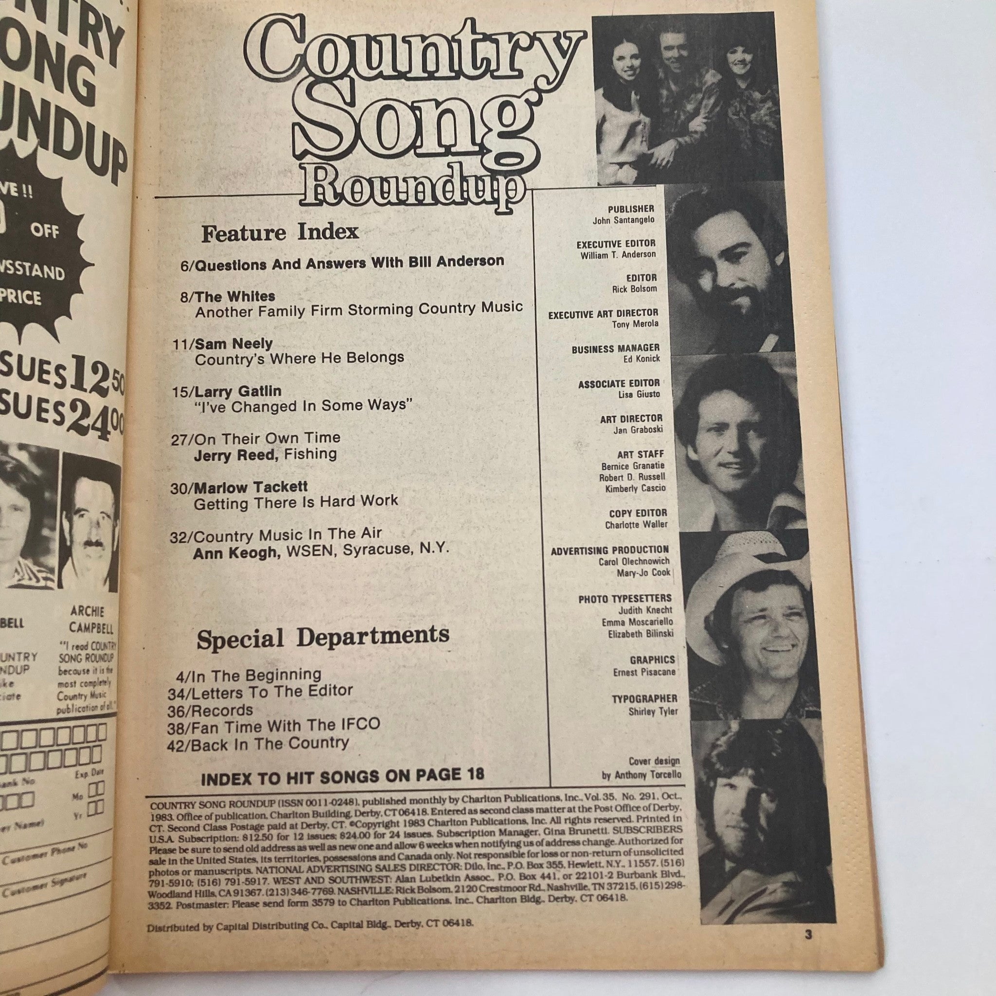 VTG Country Song Roundup Magazine October 1983 Larry Gatlin and Jerry Reed