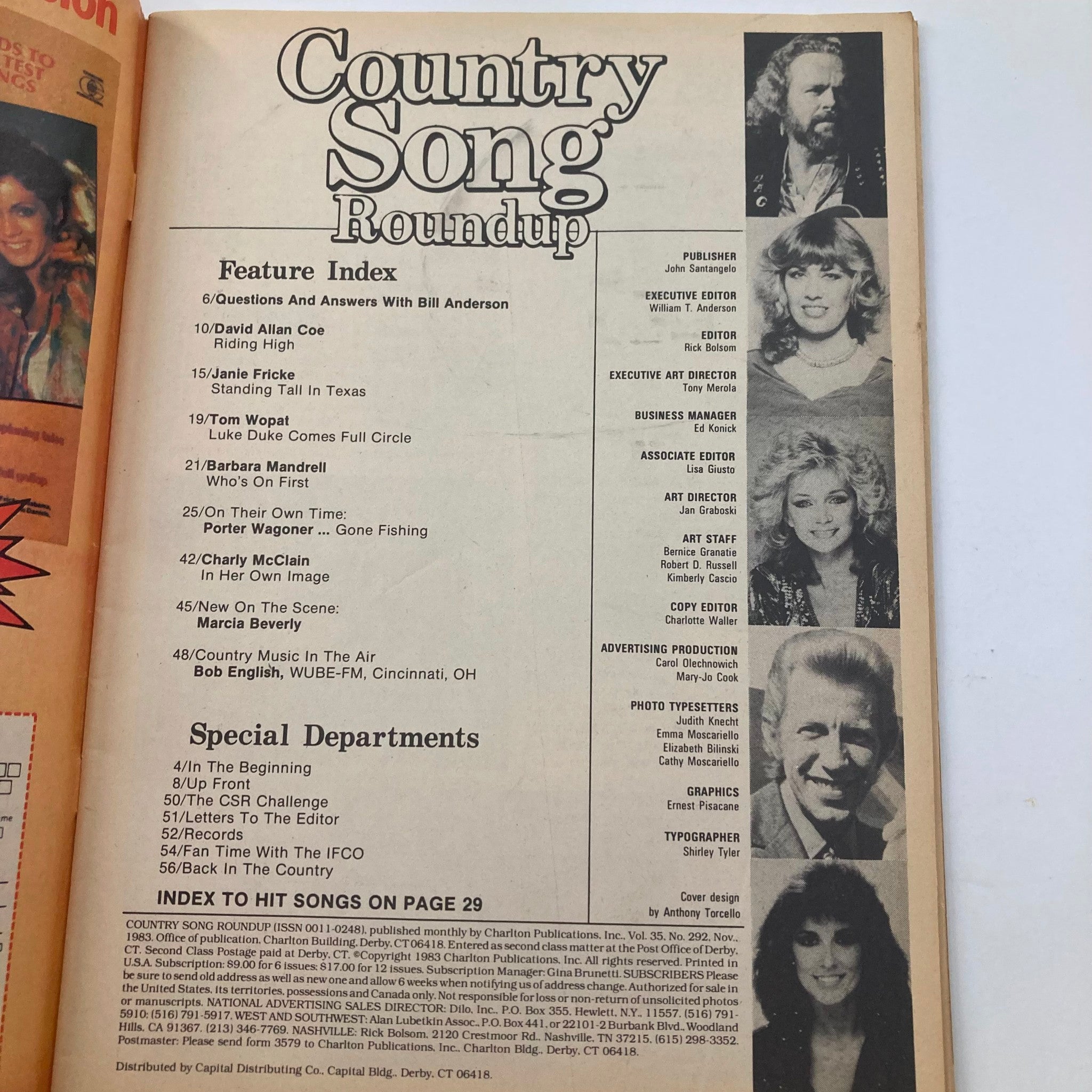 VTG Country Song Roundup Magazine November 1983 Barbara Mandrell & Tom Wopat