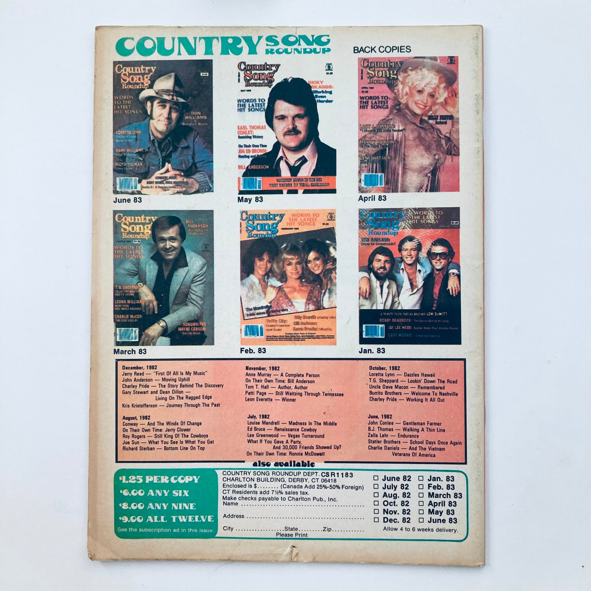 VTG Country Song Roundup Magazine November 1983 Barbara Mandrell & Tom Wopat