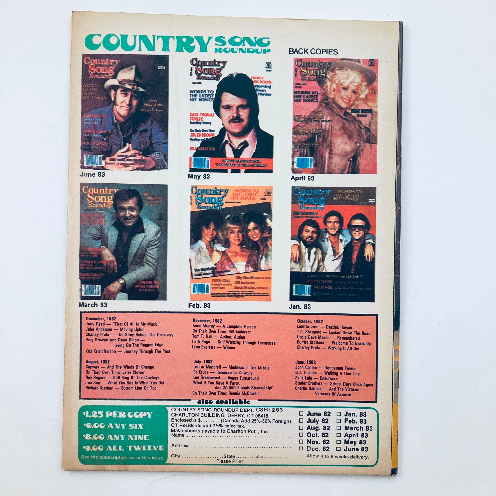 VTG Country Song Roundup Magazine December 1983 Statler Bros. Odd Man In