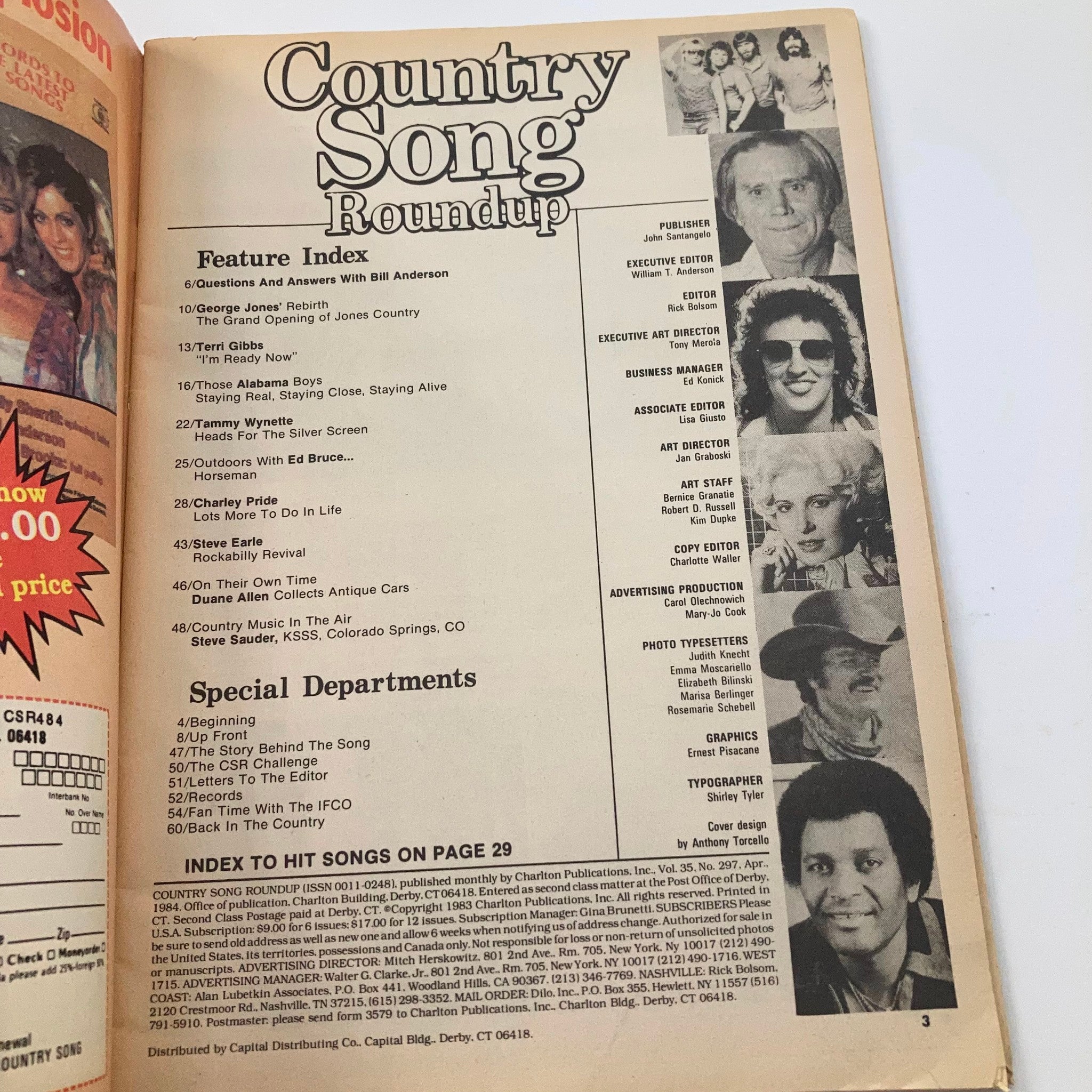 VTG Country Song Roundup Magazine April 1984 The Alabama Boys Staying Alive