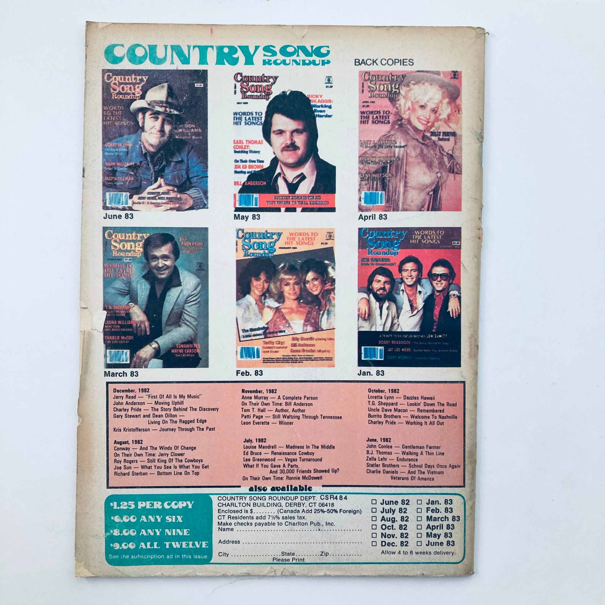 VTG Country Song Roundup Magazine April 1984 The Alabama Boys Staying Alive