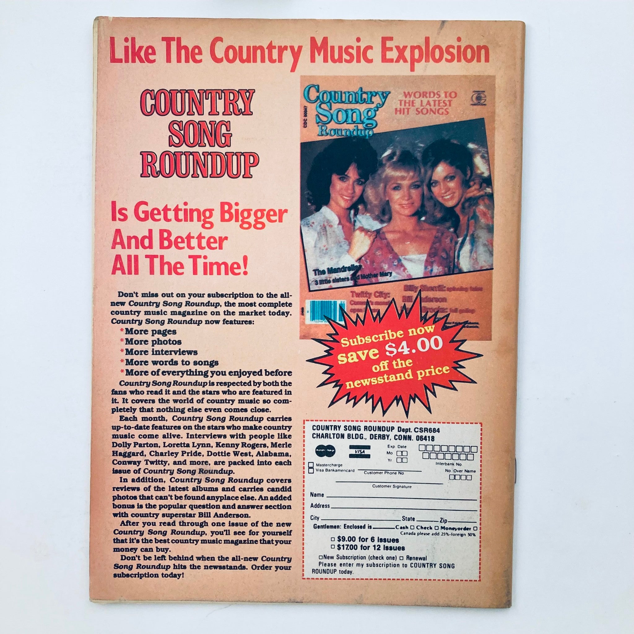 VTG Country Song Roundup Magazine June 1984 Loretta Lynn & Alabama's Jeff Cook