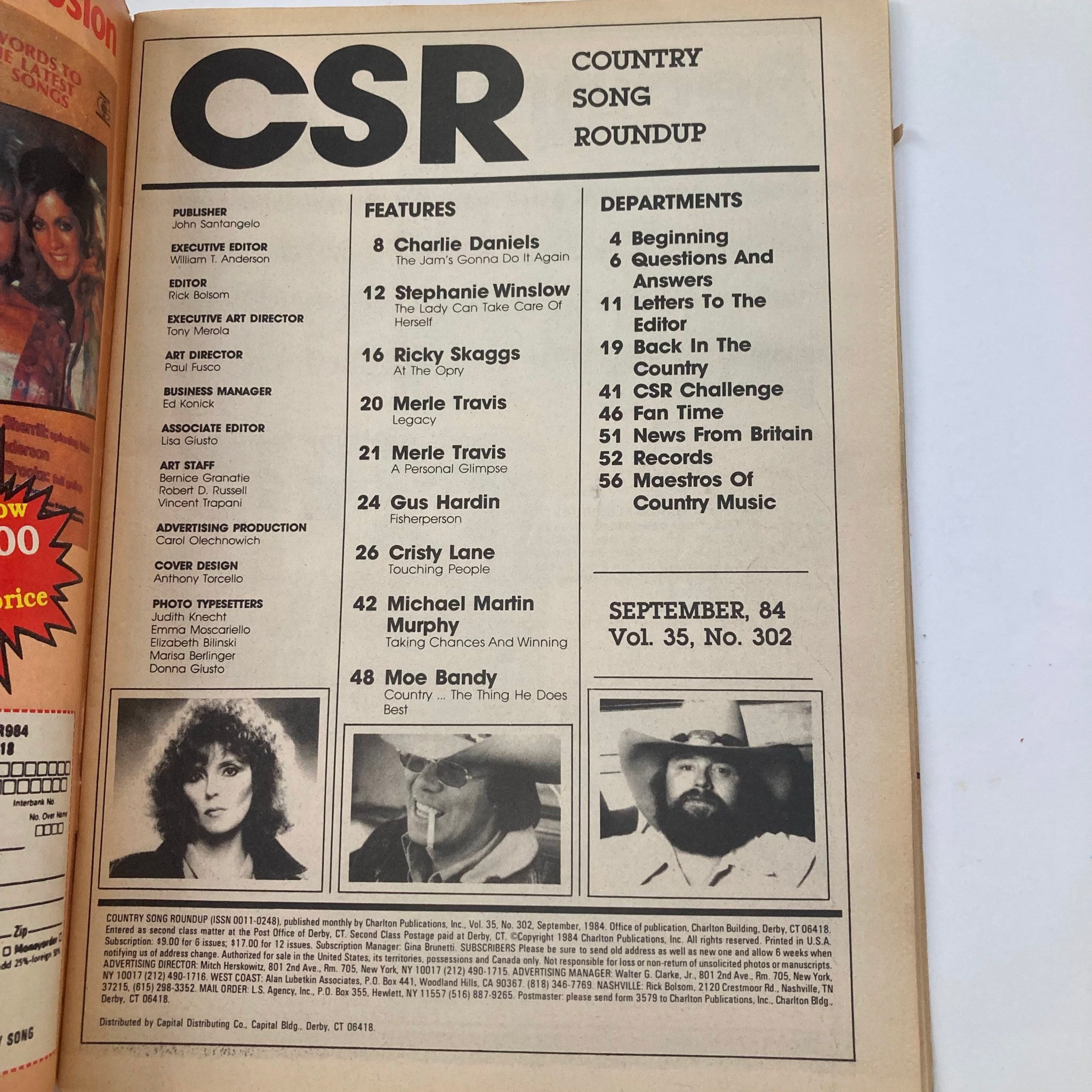 VTG Country Song Roundup Magazine September 1984 Ricky Skaggs at The Opry