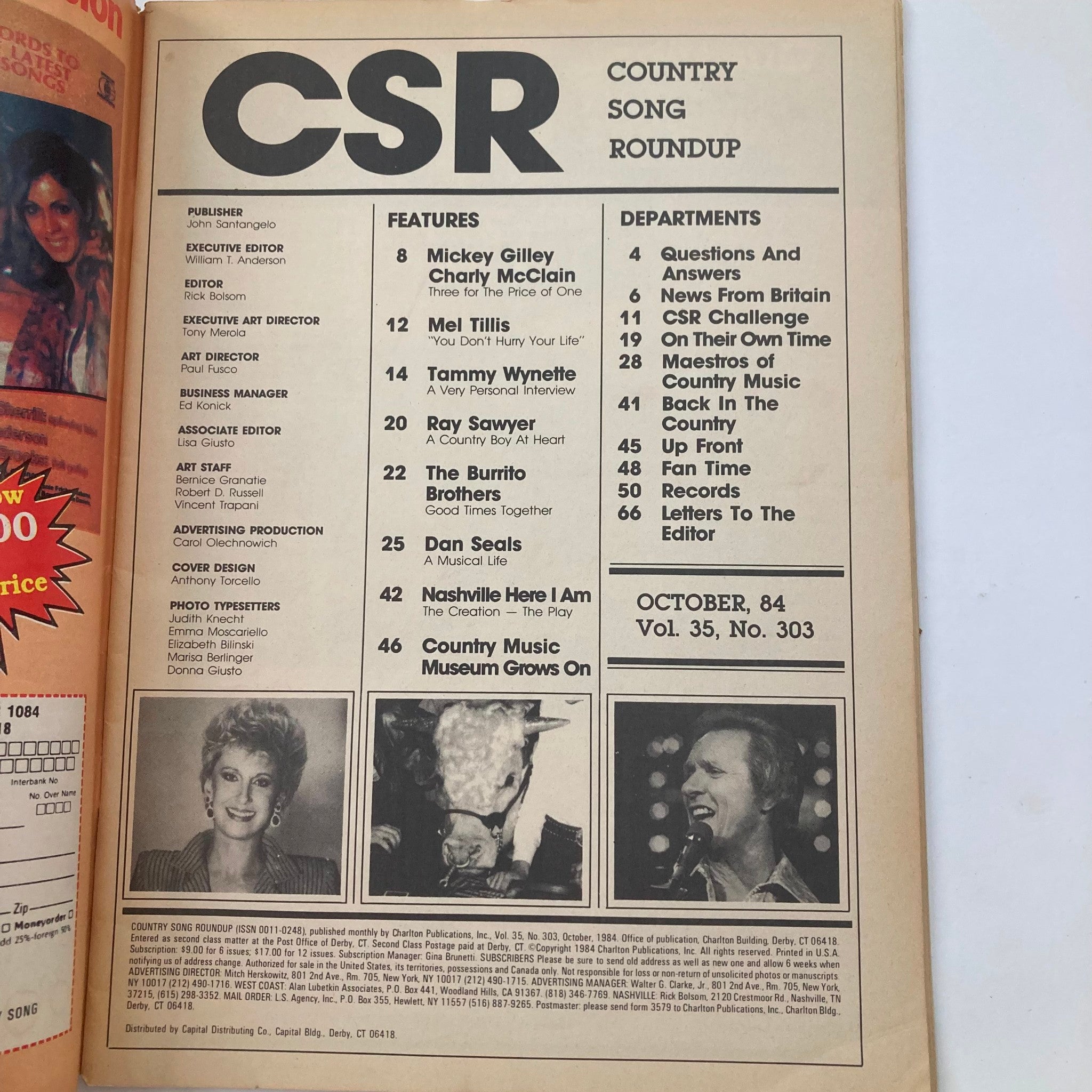 VTG Country Song Roundup Magazine October 1984 Tammy Wynette Personal Interview