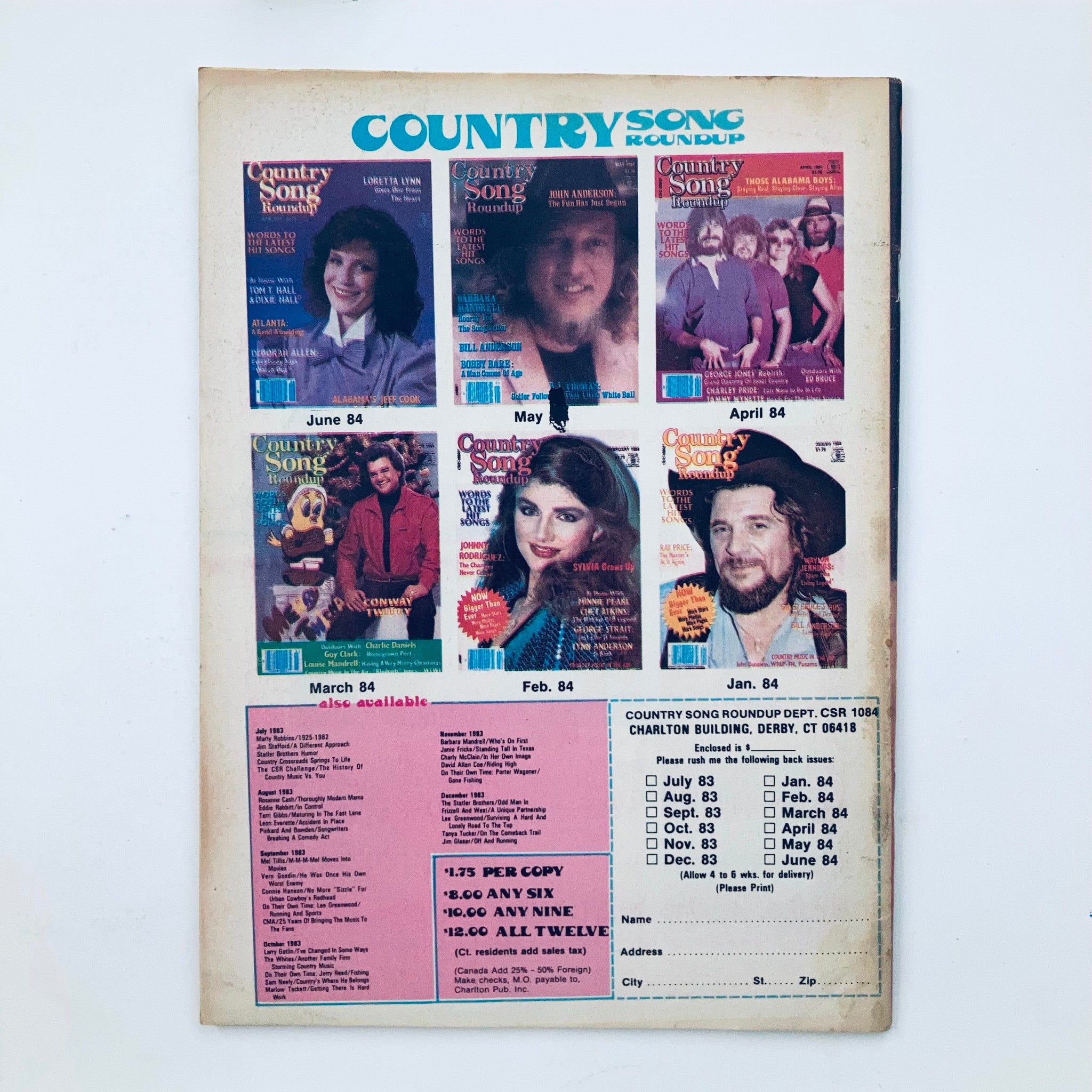 VTG Country Song Roundup Magazine October 1984 Tammy Wynette Personal Interview