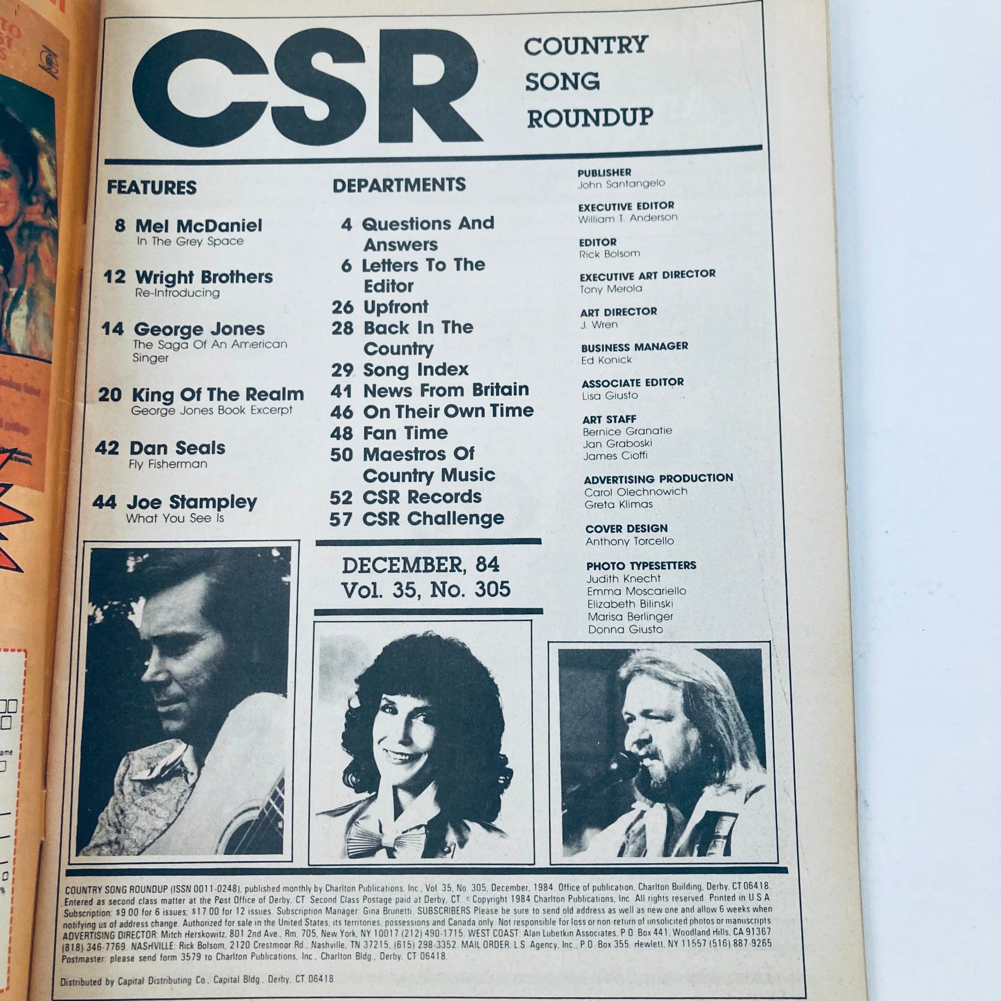 VTG Country Song Roundup Magazine December 1984 George Jones & Joe Stampley