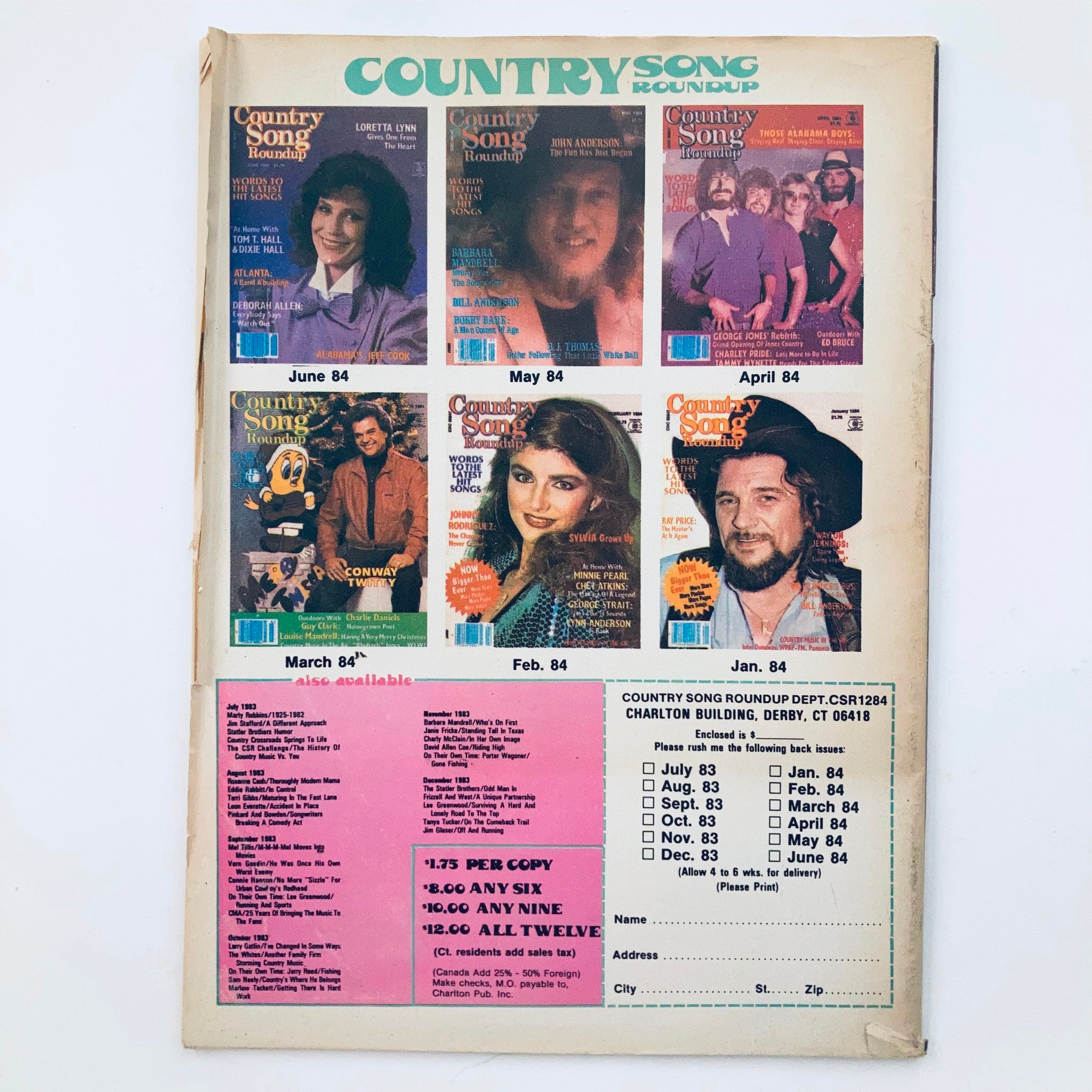 VTG Country Song Roundup Magazine December 1984 George Jones & Joe Stampley