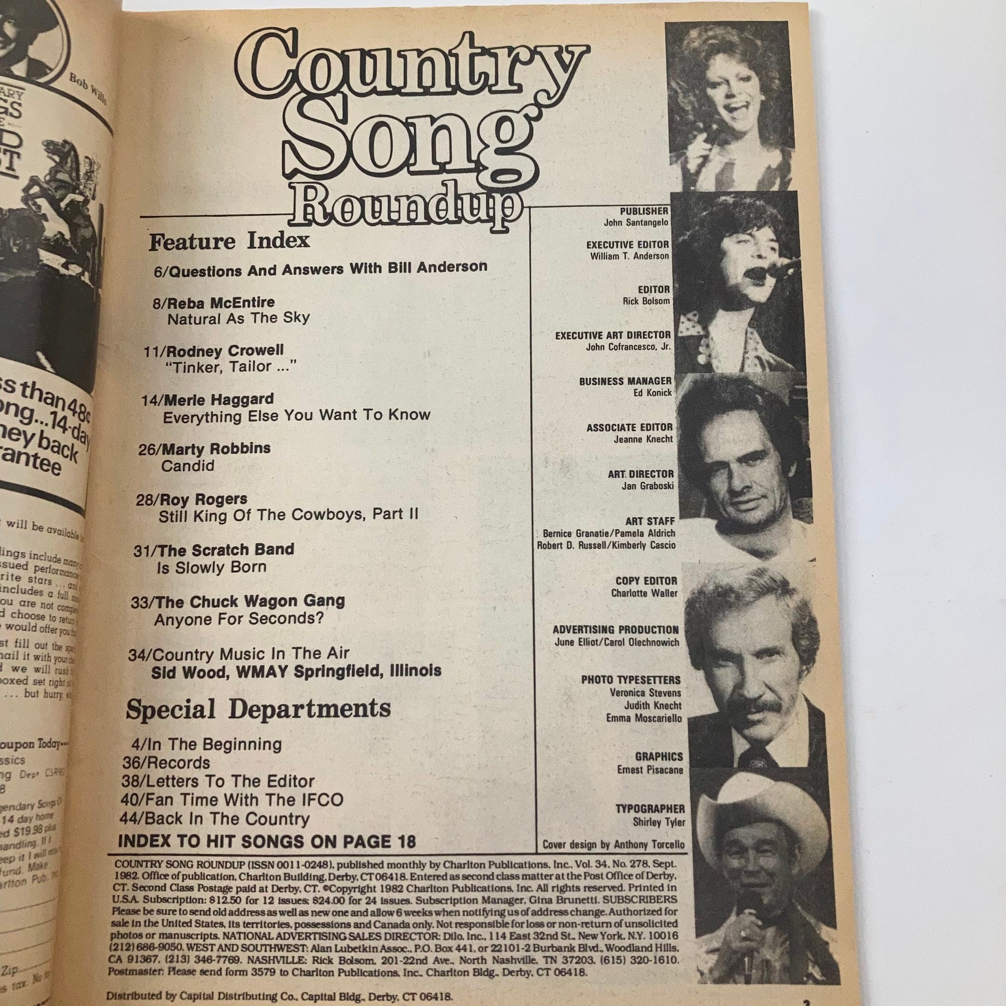 VTG Country Song Roundup Magazine September 1982 Merle Haggard & Marty Robbins