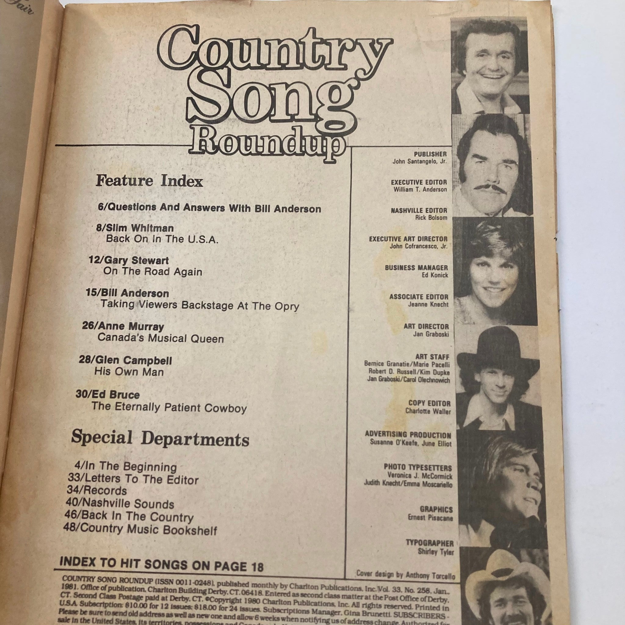 VTG Country Song Roundup Magazine January 1981 Anne Murray Musical Queen