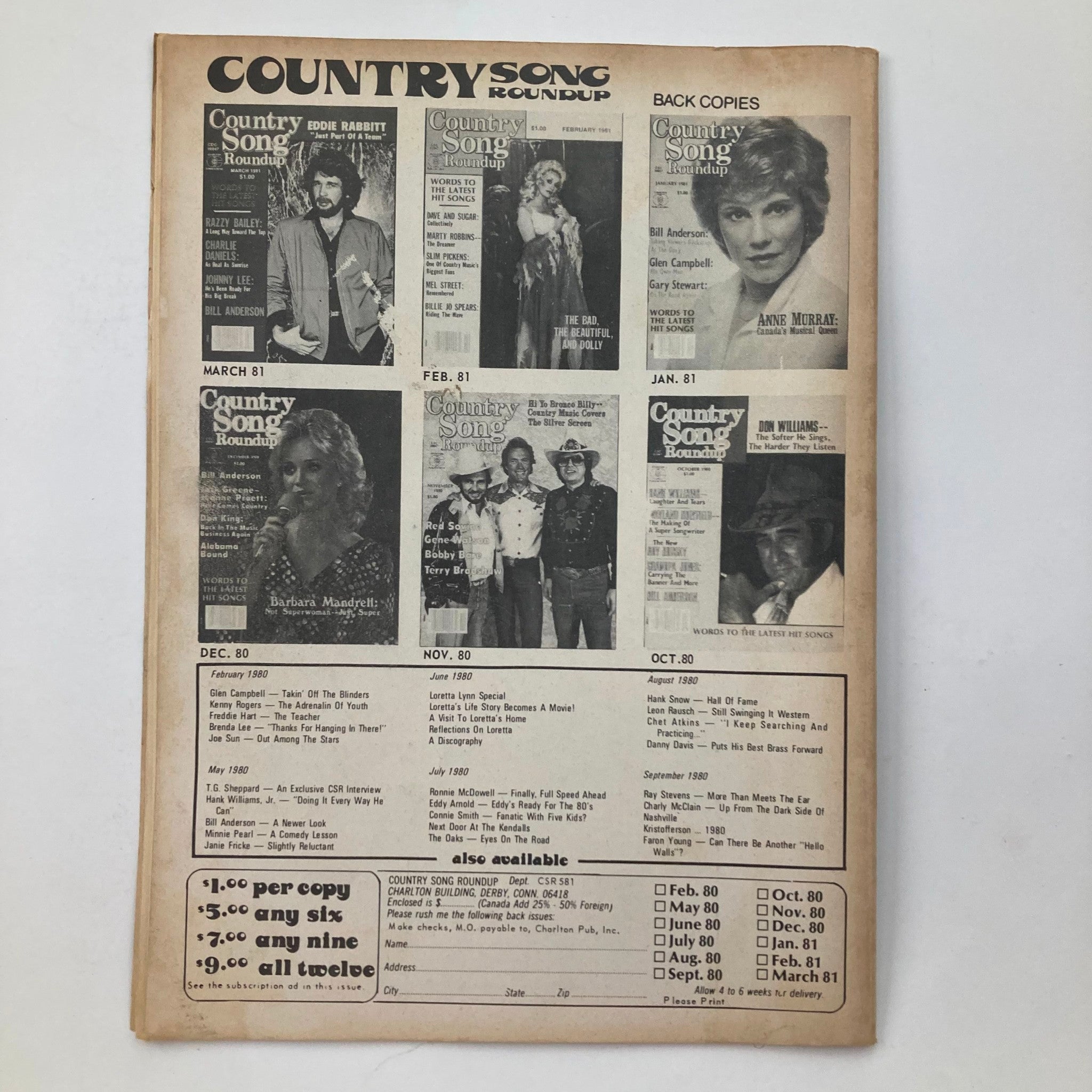 VTG Country Song Roundup Magazine May 1981 Emmylou Harris Crossroads Meet