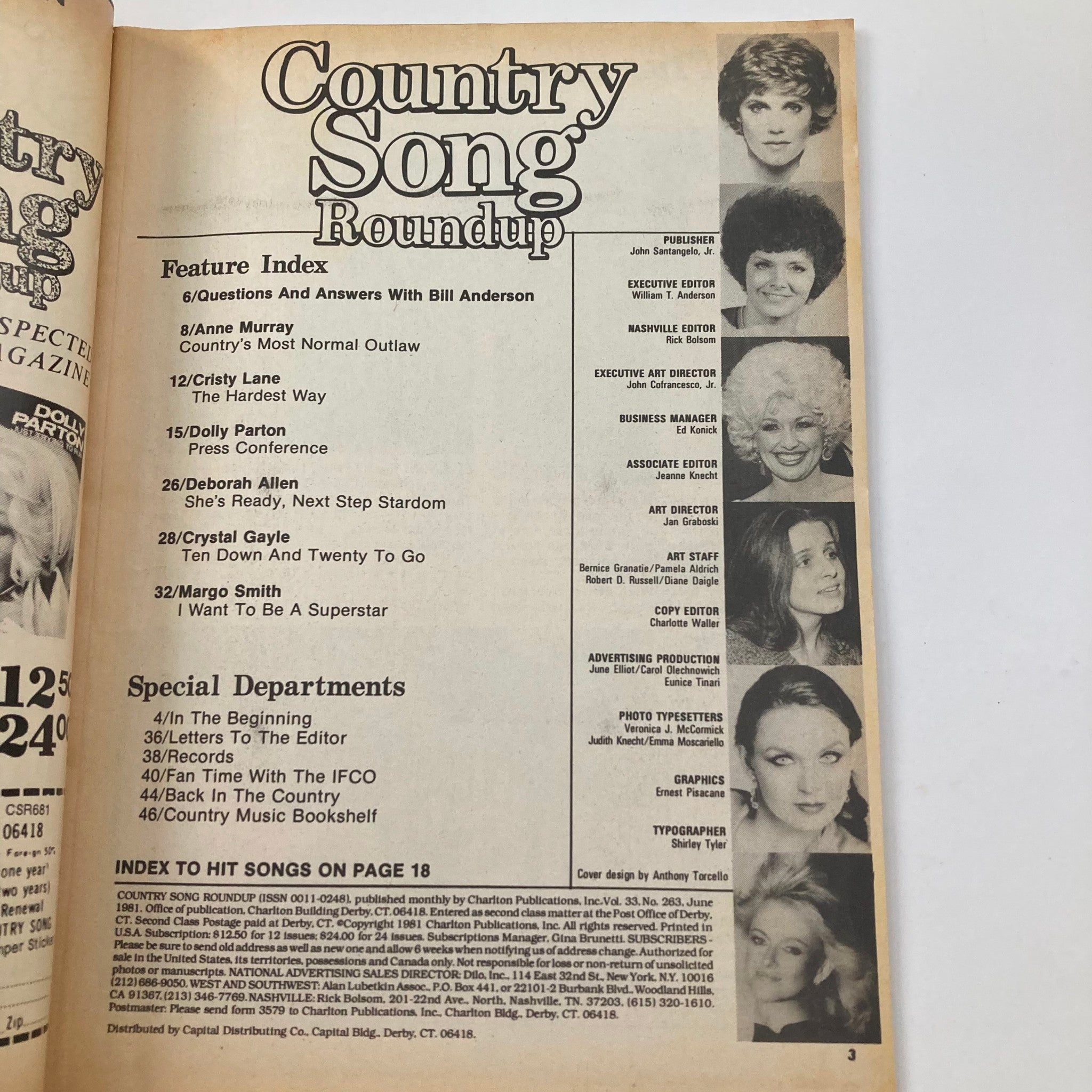 VTG Country Song Roundup Magazine June 1981 Crystal Gayle & Dolly Parton