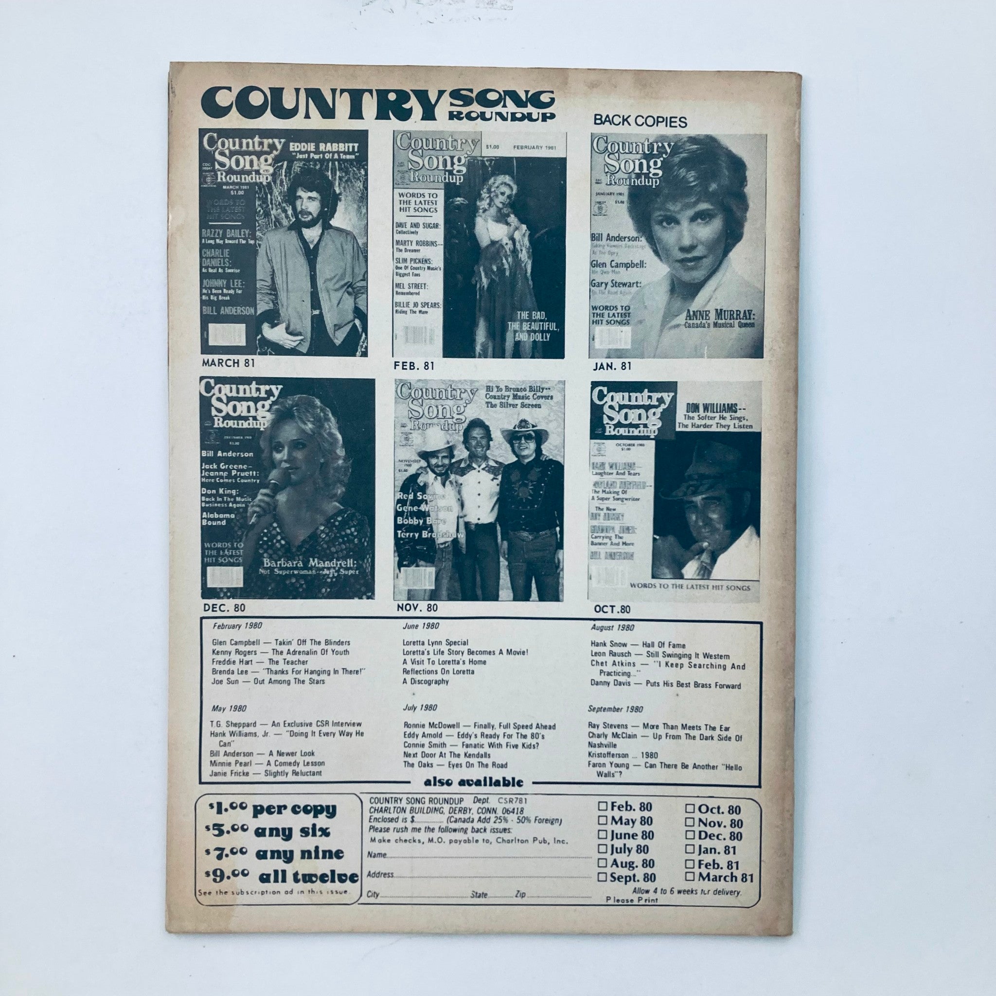 VTG Country Song Roundup Magazine July 1981 Jerry Reed 110% or Nothing